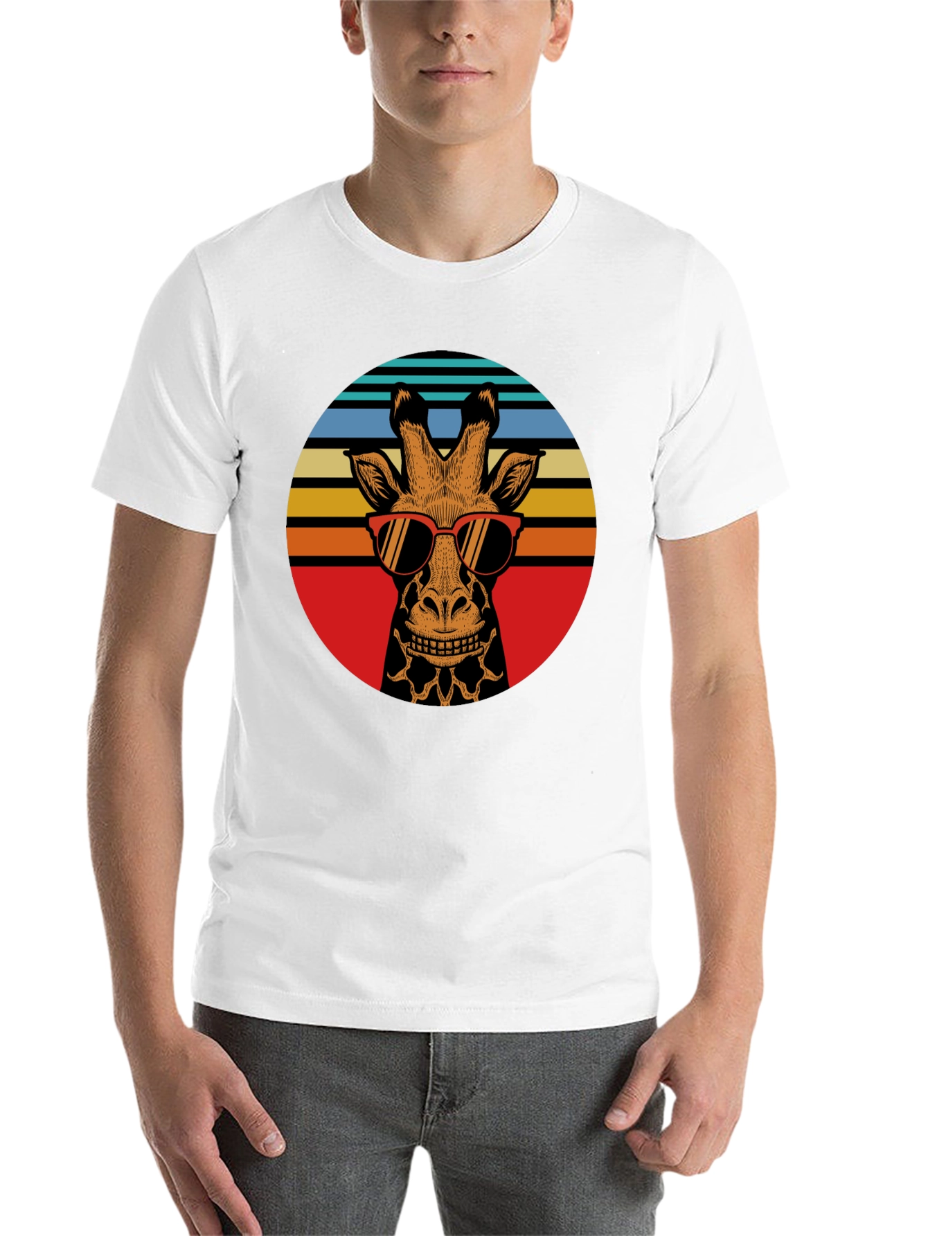 Black Retro Giraffe Sunglasses Graphic Tee view 14