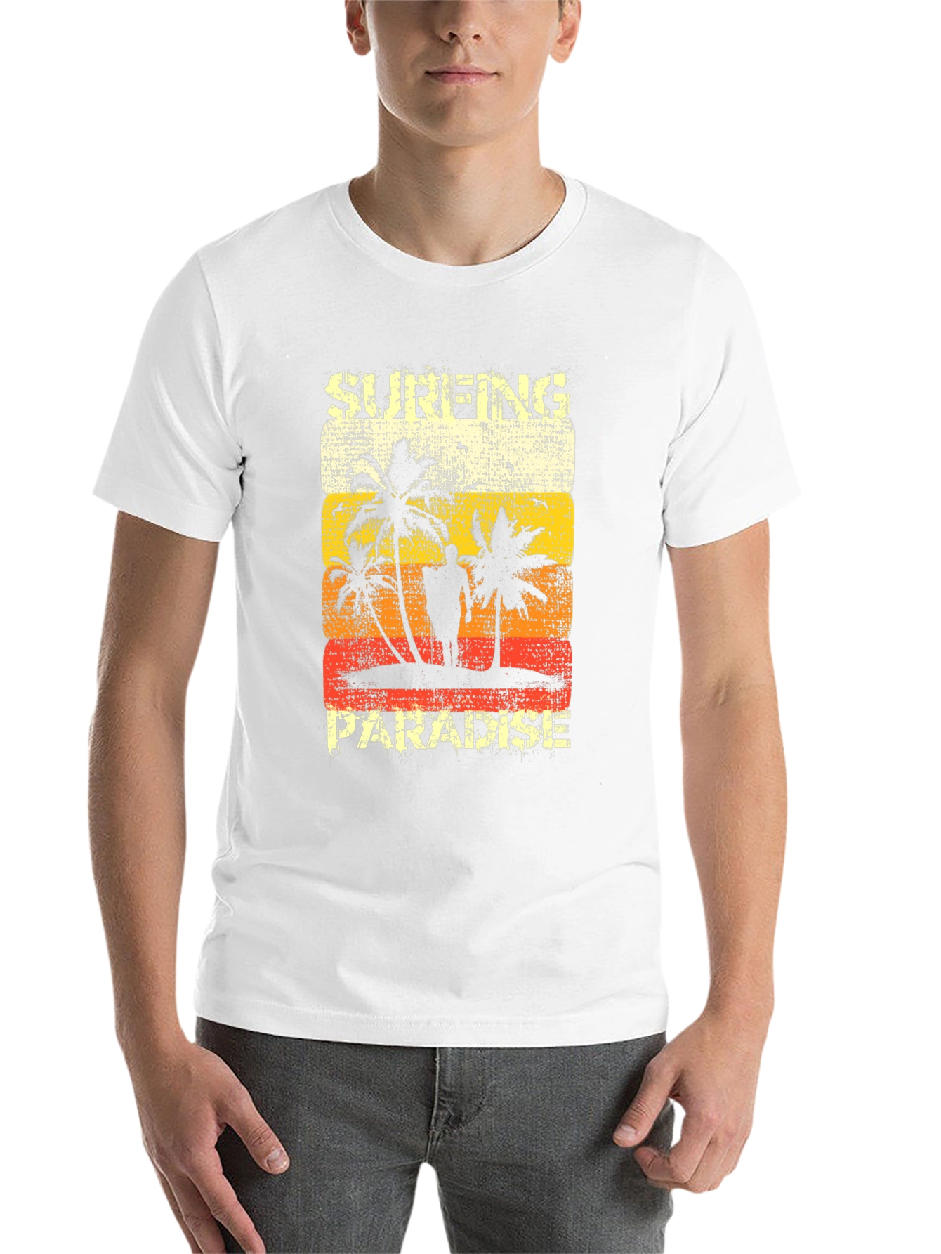Black Surfing Paradise Graphic Tee - Distressed Beach Design view 14