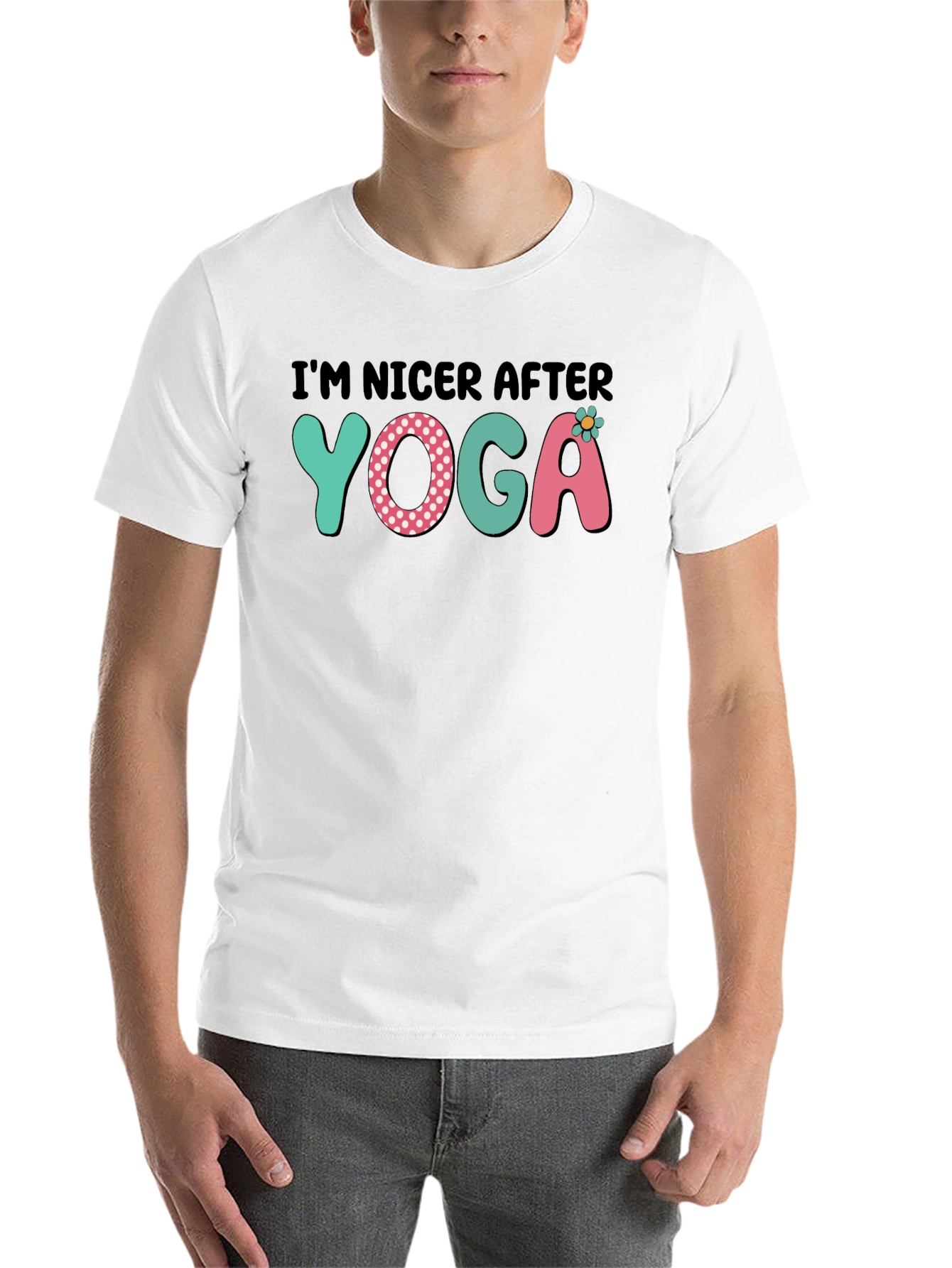 Black I'm Nicer After Yoga Graphic Tee view 14