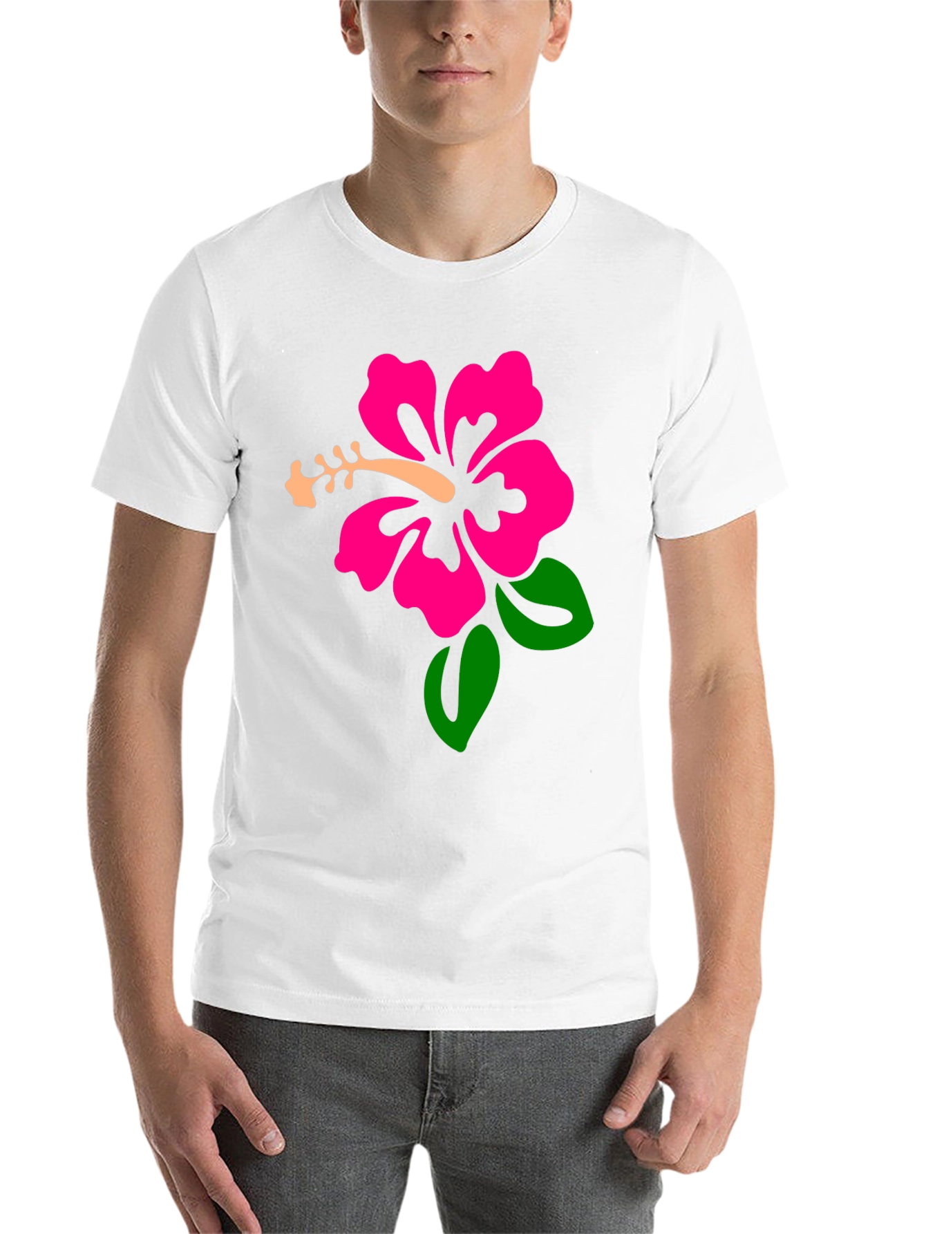 Black Black T-Shirt with Hibiscus Flower Graphic view 14