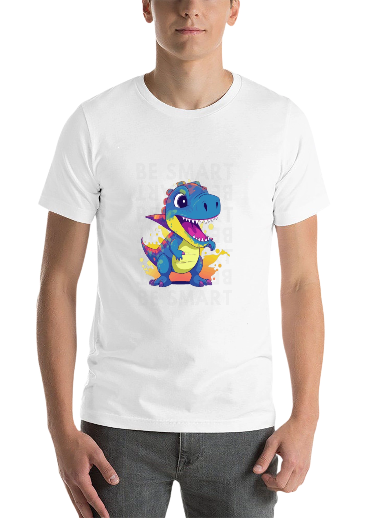 Black Cartoon Dinosaur Black T-Shirt view 14