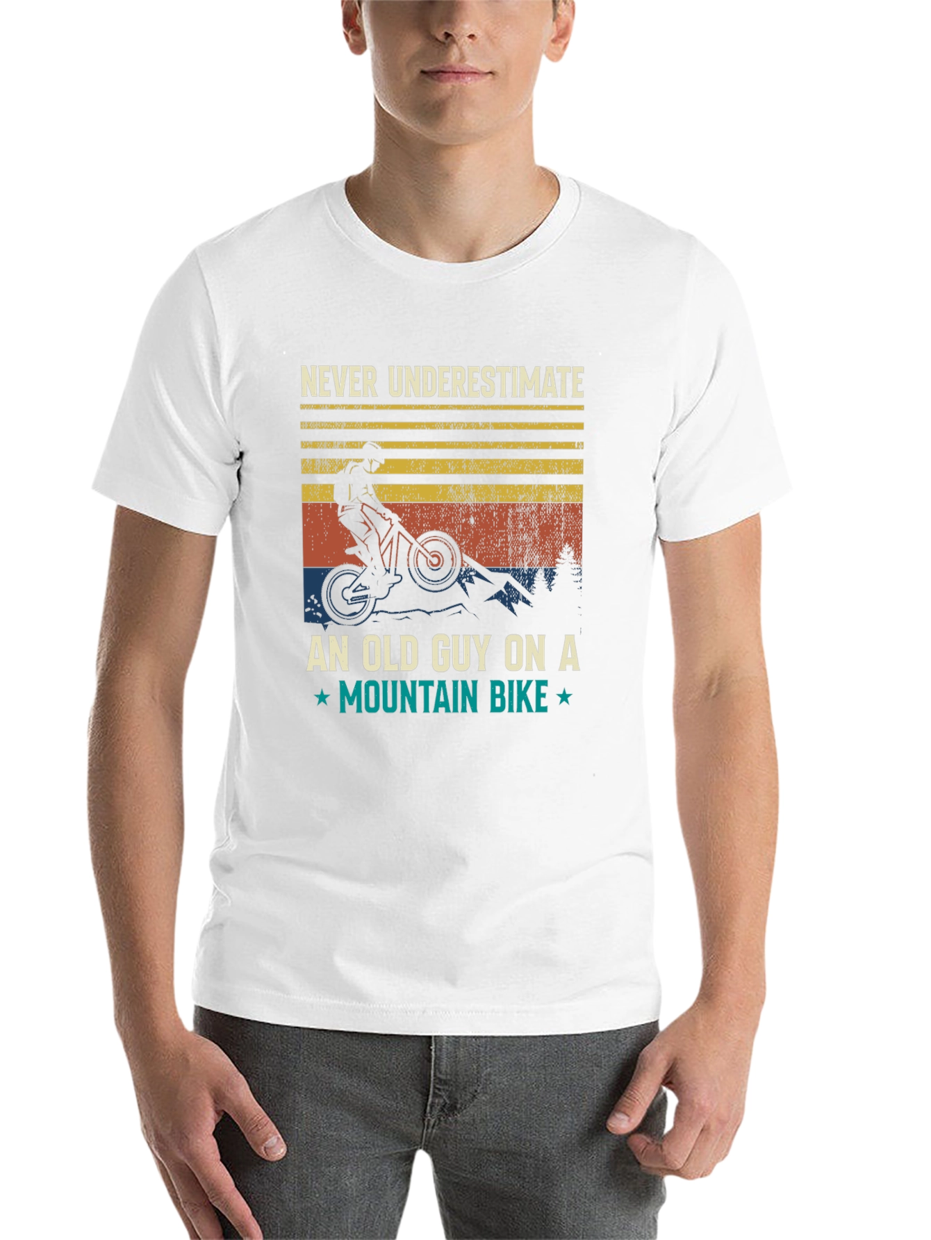 Black Never Underestimate Old Guy Mountain Bike T-Shirt view 14