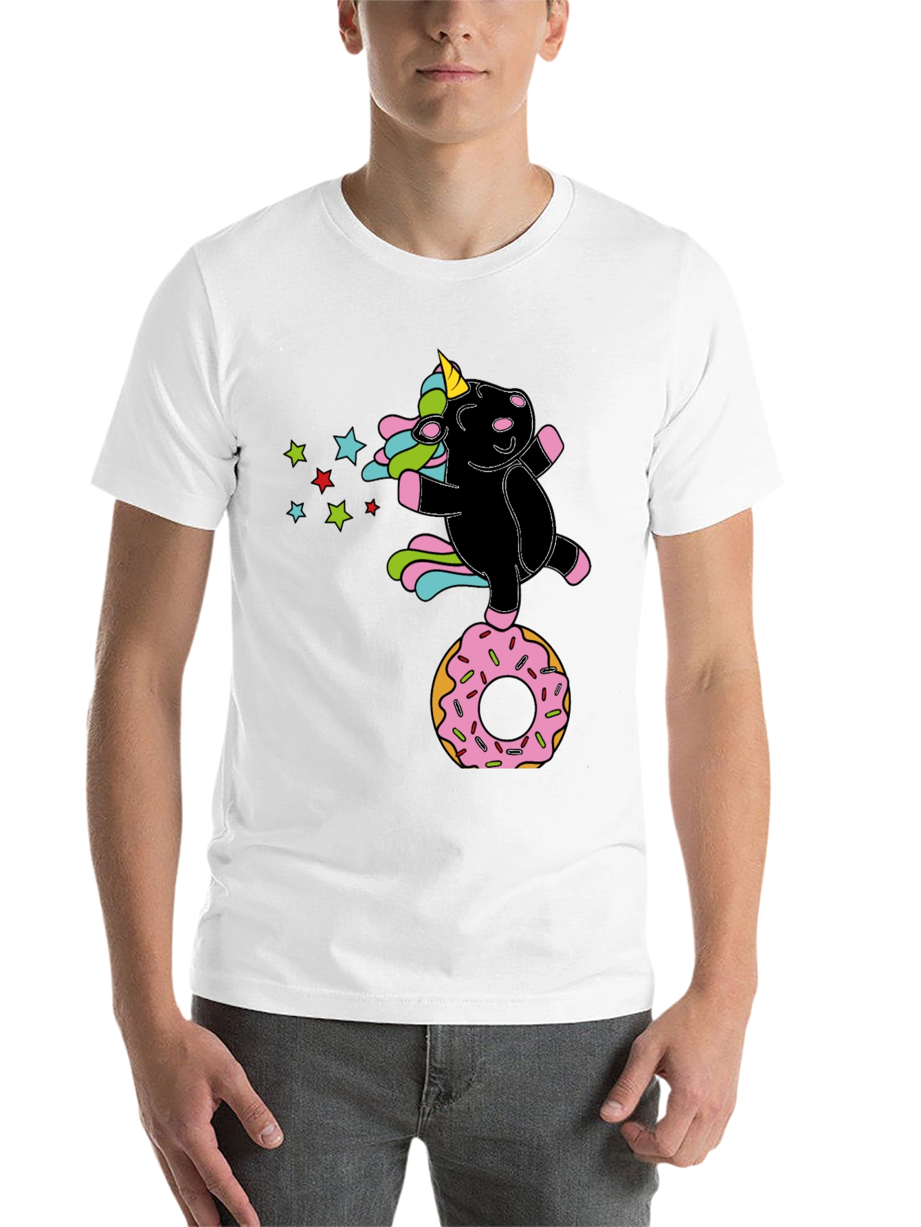 Black Unicorn Donut Black T-Shirt Fun Design view 14