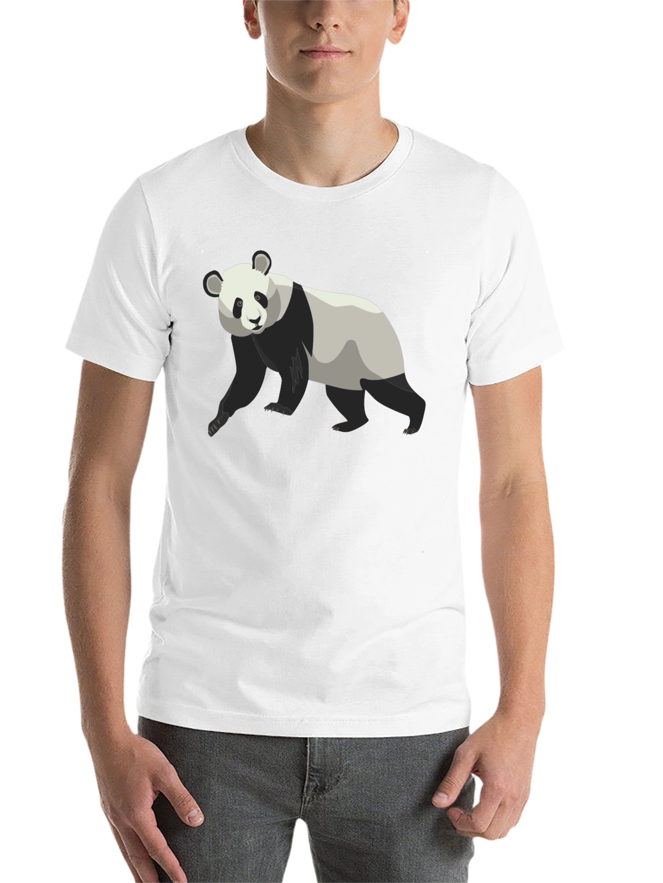 Black Panda Bear Graphic Tee - Black Cotton T-Shirt view 14