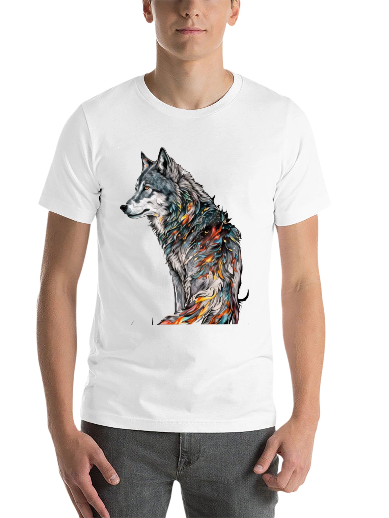 Black Wolf Graphic Print Black T-Shirt view 14