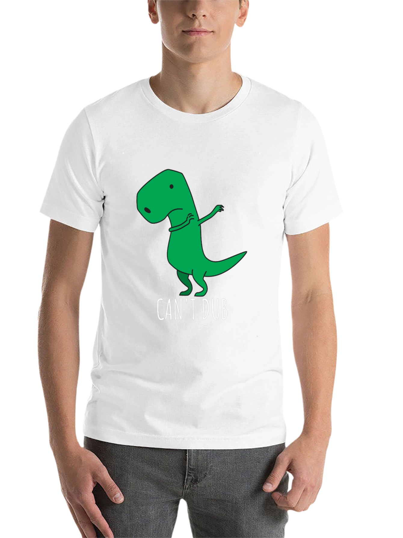 Black Funny "Can't Dub" Dinosaur T-Shirt view 14