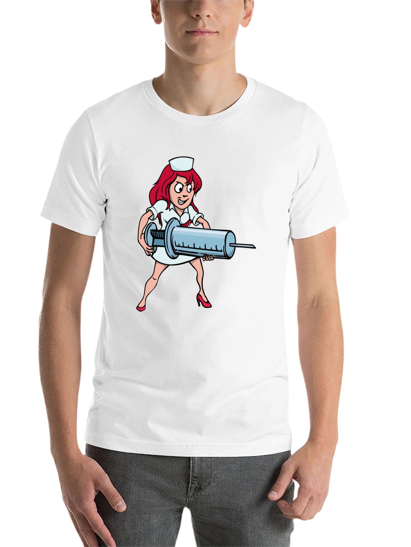 Black Cartoon Nurse Graphic T-Shirt view 14