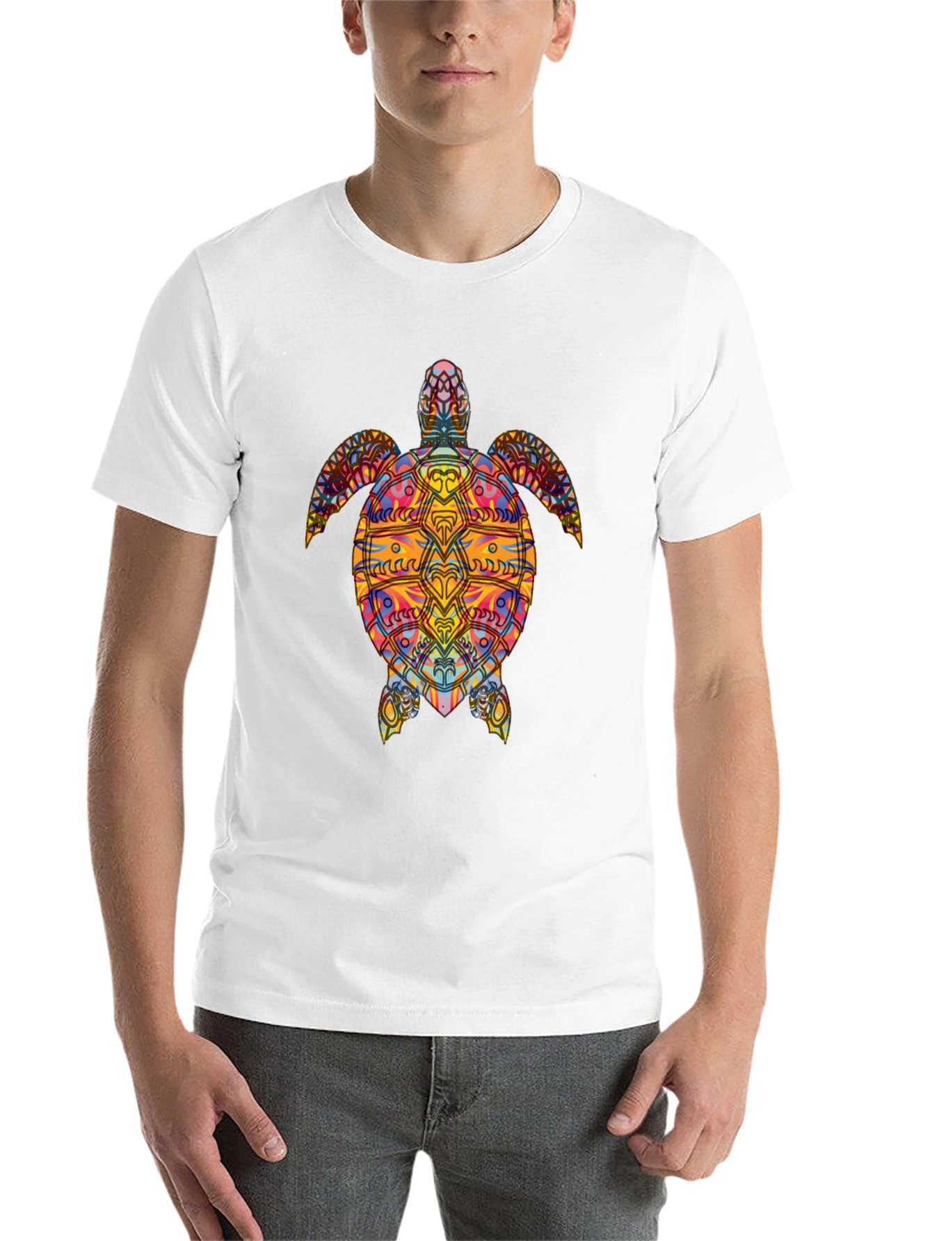 Black Colorful Turtle Graphic Black T-Shirt view 14