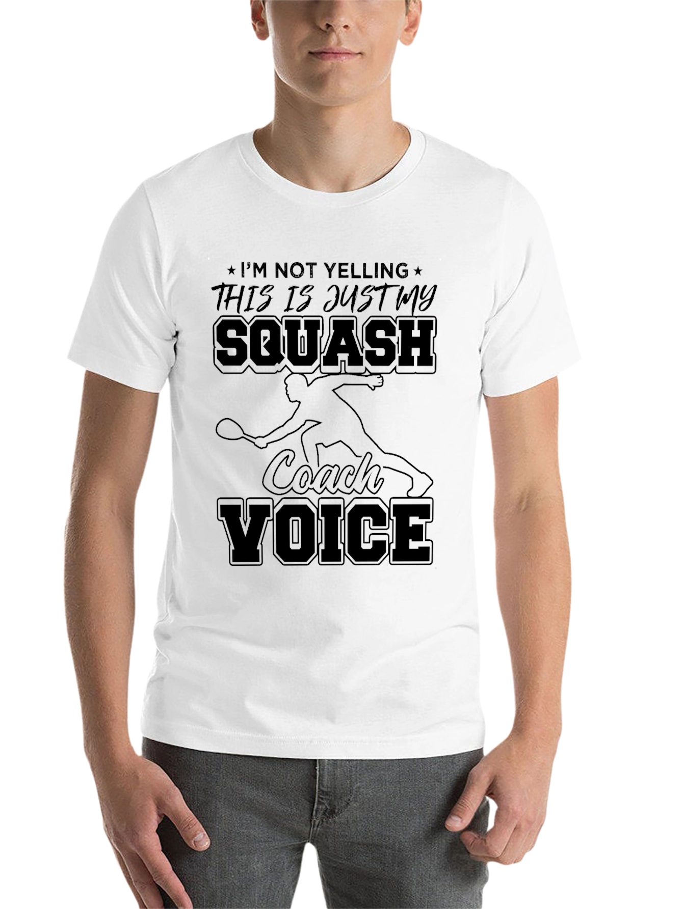 Black Squash Coach Voice T-Shirt - Funny Squash Tee view 14
