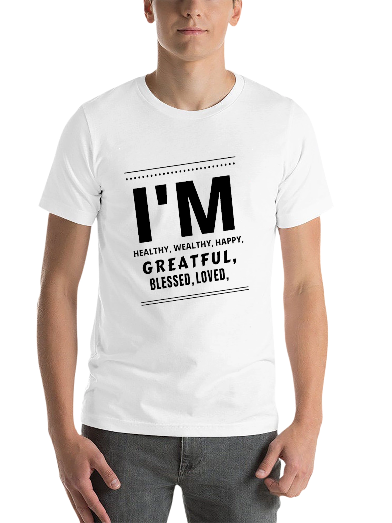 Black I'm Healthy, Grateful, Blessed Men's Black T-Shirt view 14