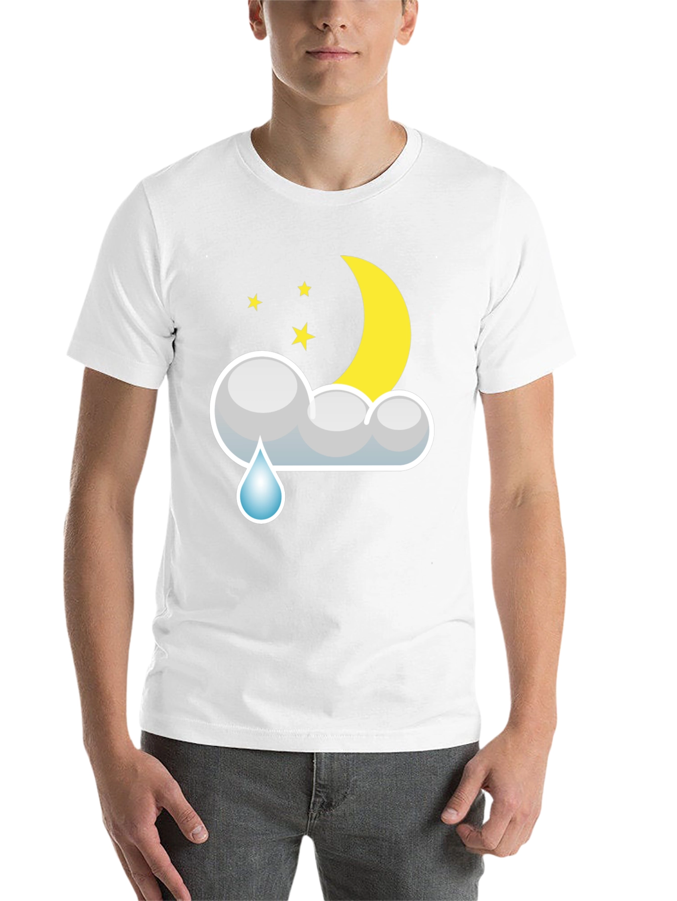 Black Cloud Rain Moon Star T-Shirt - Black view 14