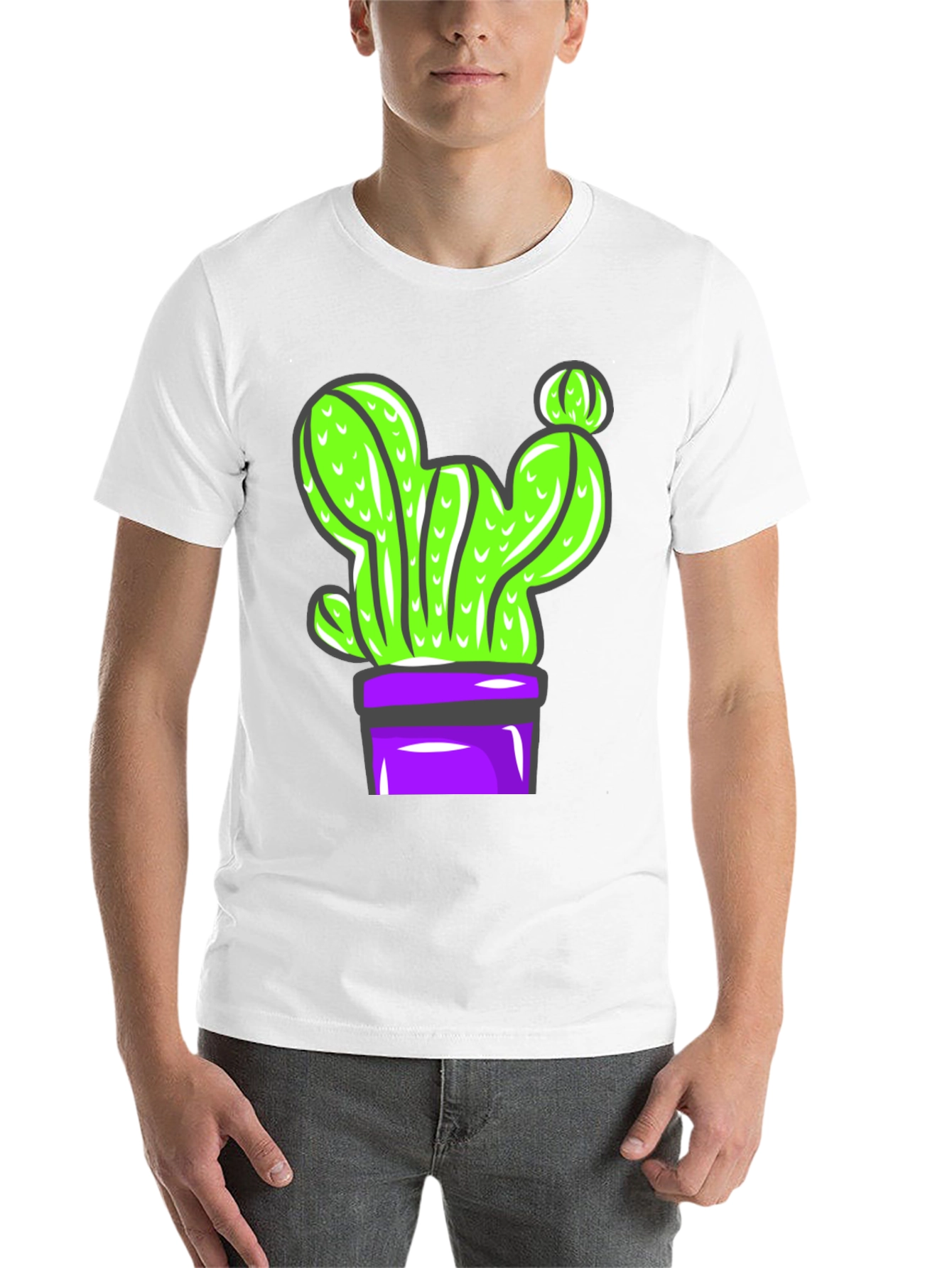 Black Cactus Graphic Tee - Potted Plant Design view 14