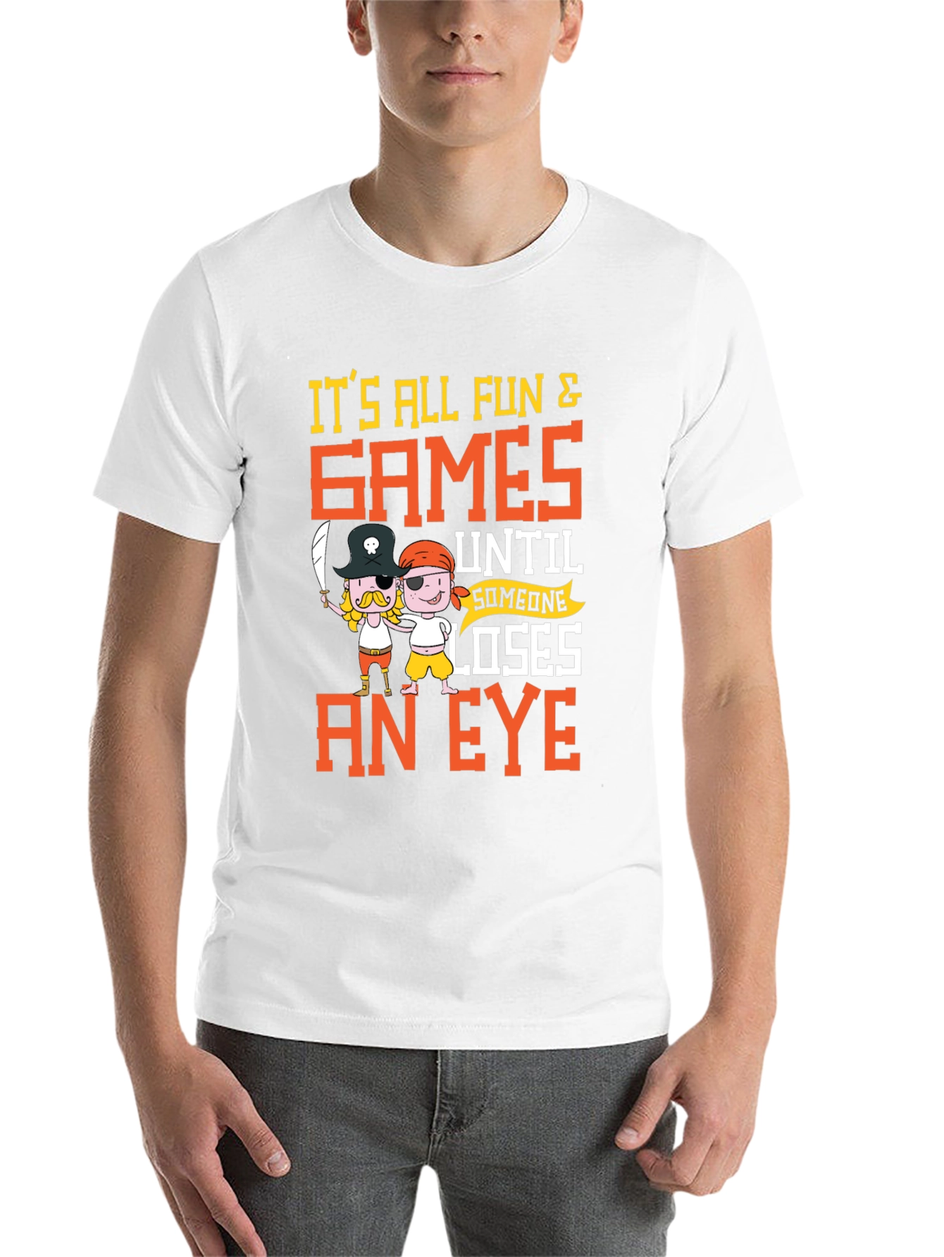 Black It's All Fun & Games T-Shirt Pirate Cartoon view 14
