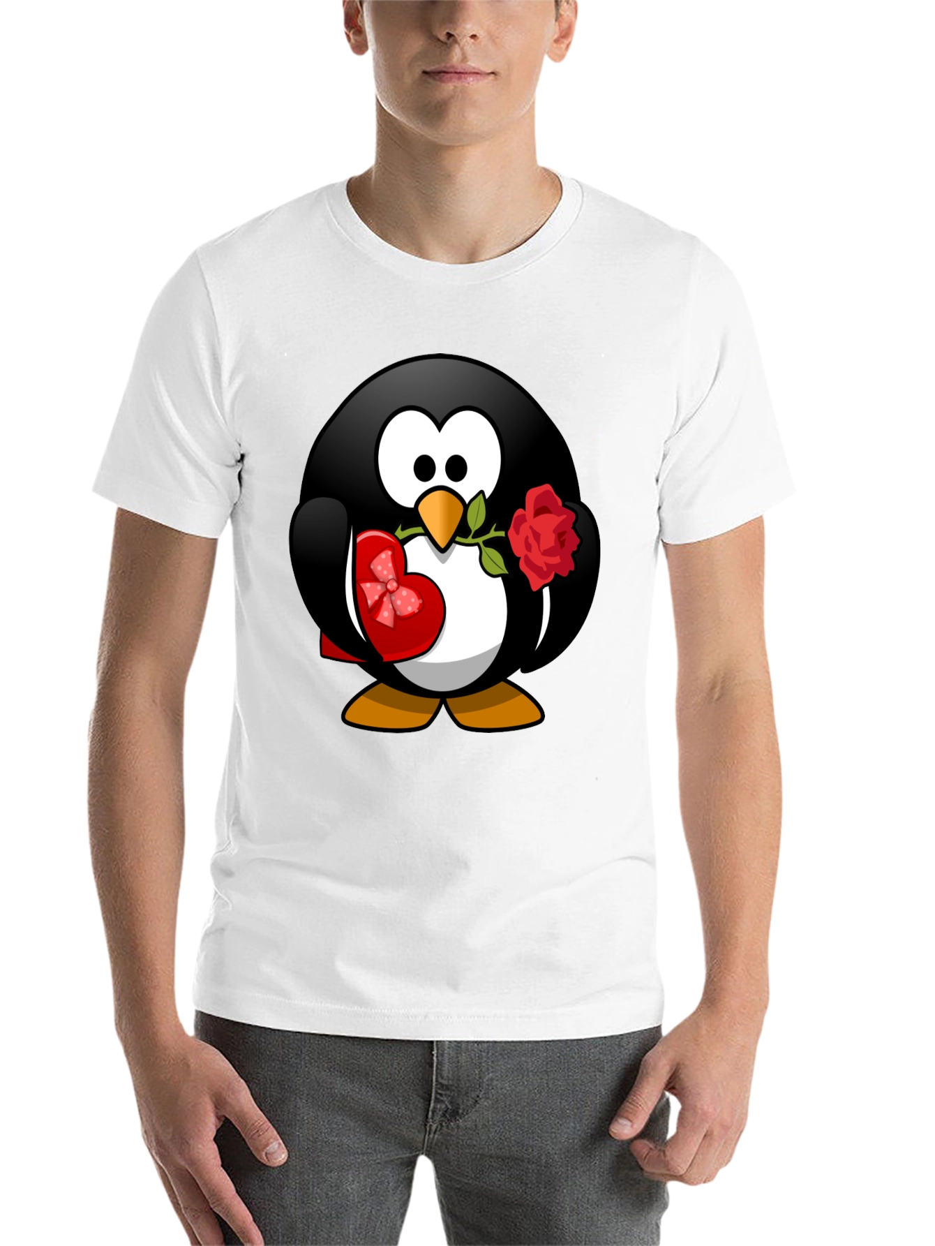 Black Penguin Love T-Shirt - Valentine's Day Gift view 14