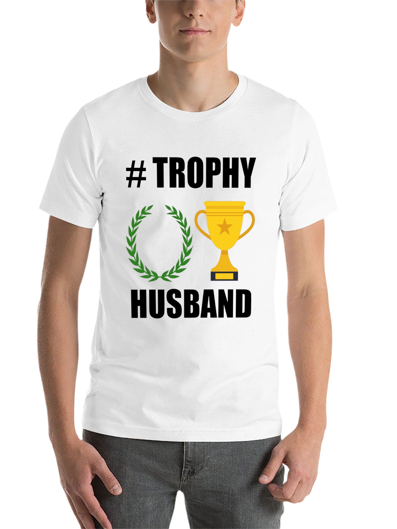 Black Trophy Husband Graphic Tee - Black Cotton T-Shirt view 14