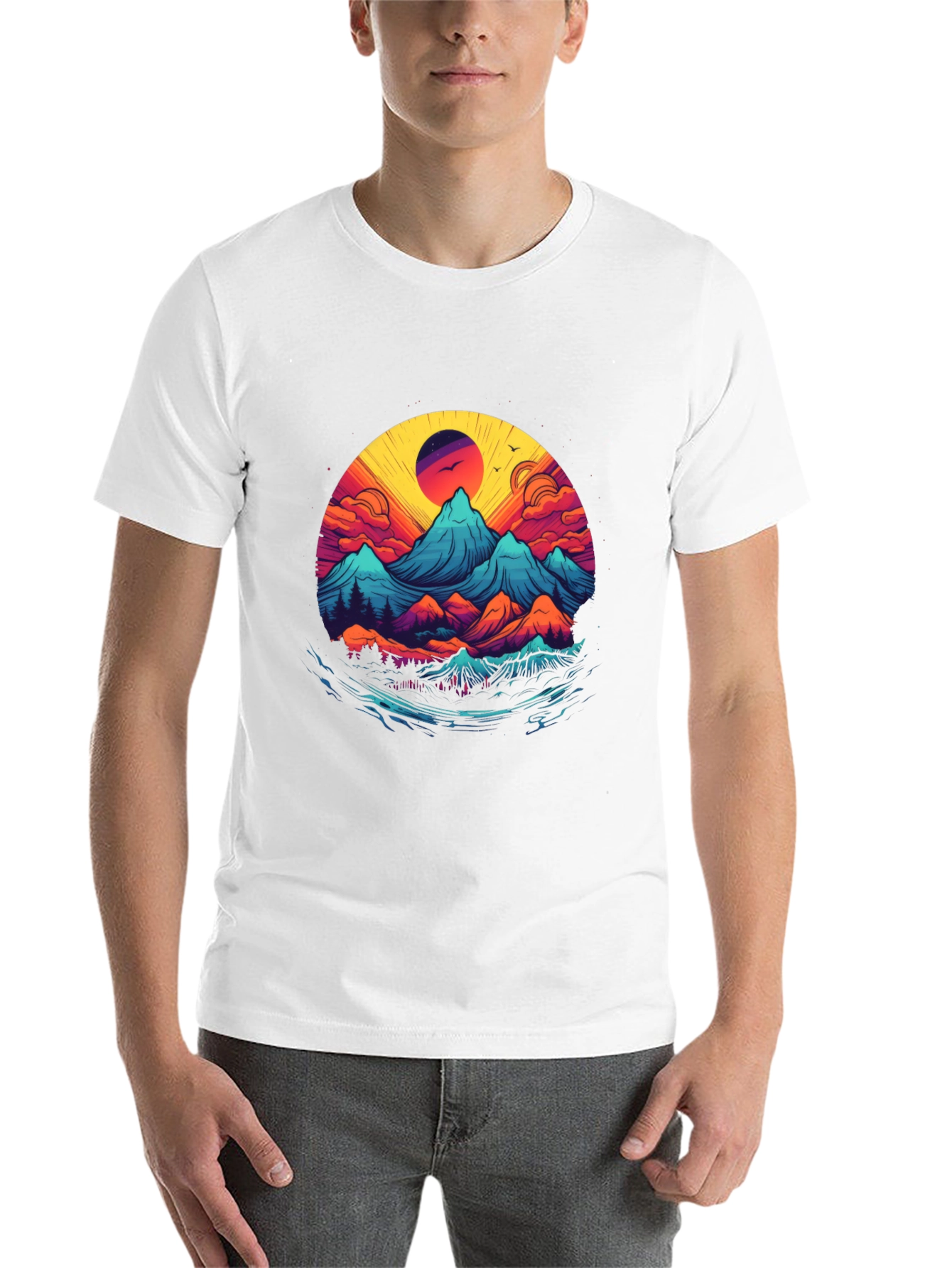 Black Mountain Sunset Graphic Tee - Nature Inspired Design view 14