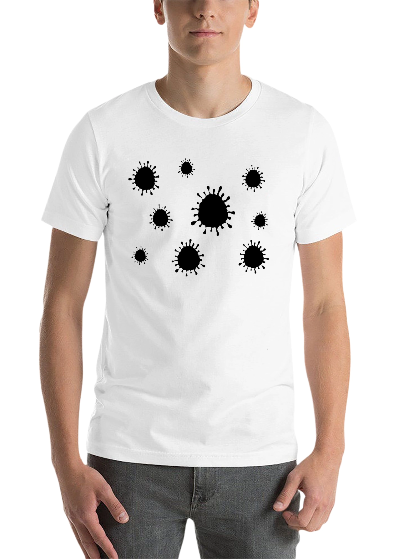 Black Men's Black Virus Graphic Tee - Novelty Design view 14