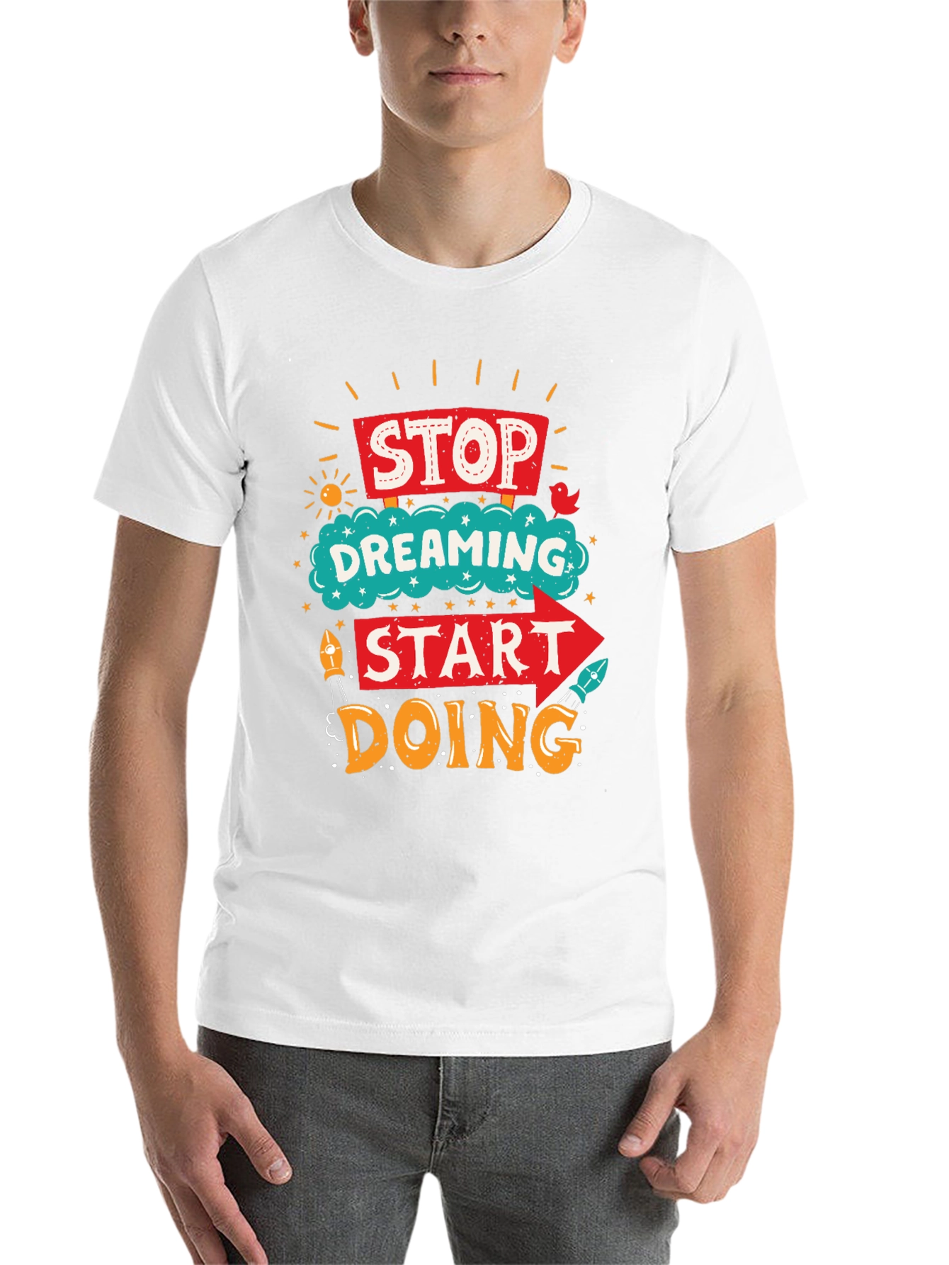 Black Stop Dreaming Start Doing Graphic Tee view 14