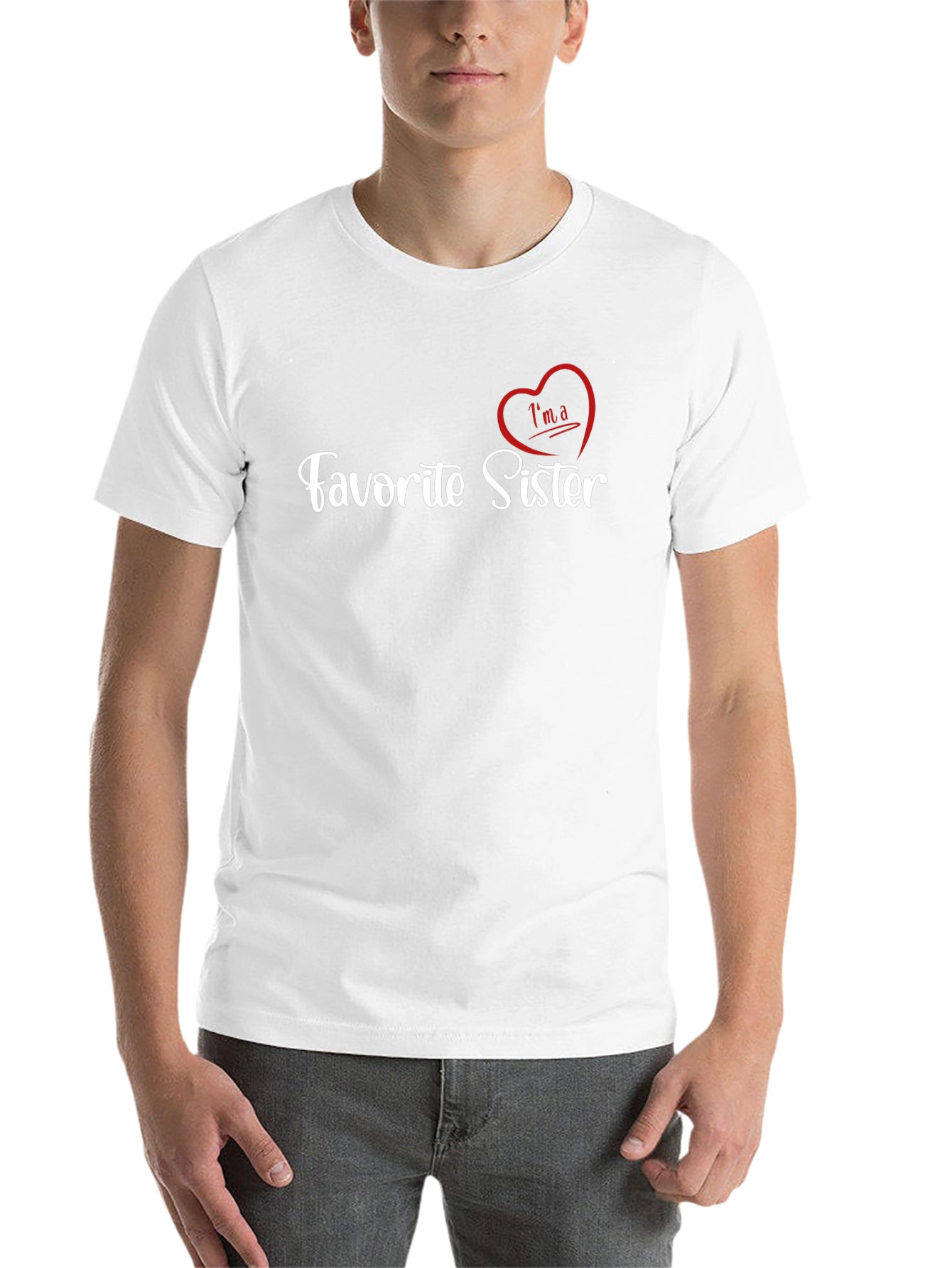 Black Favorite Sister T-Shirt - Heart Graphic view 14