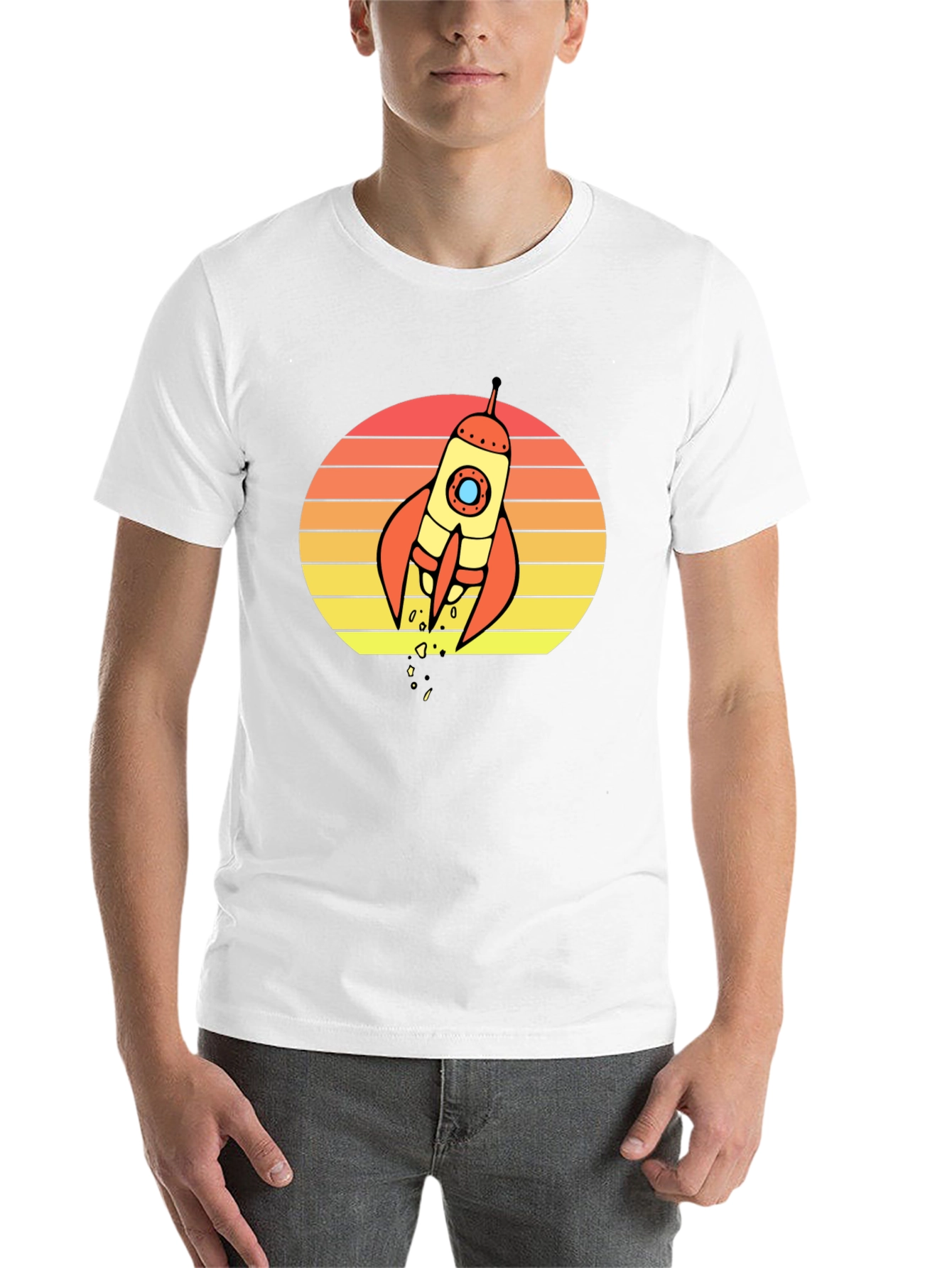 Black Retro Rocket Sunset Graphic T-Shirt - Space Lover Tee view 14