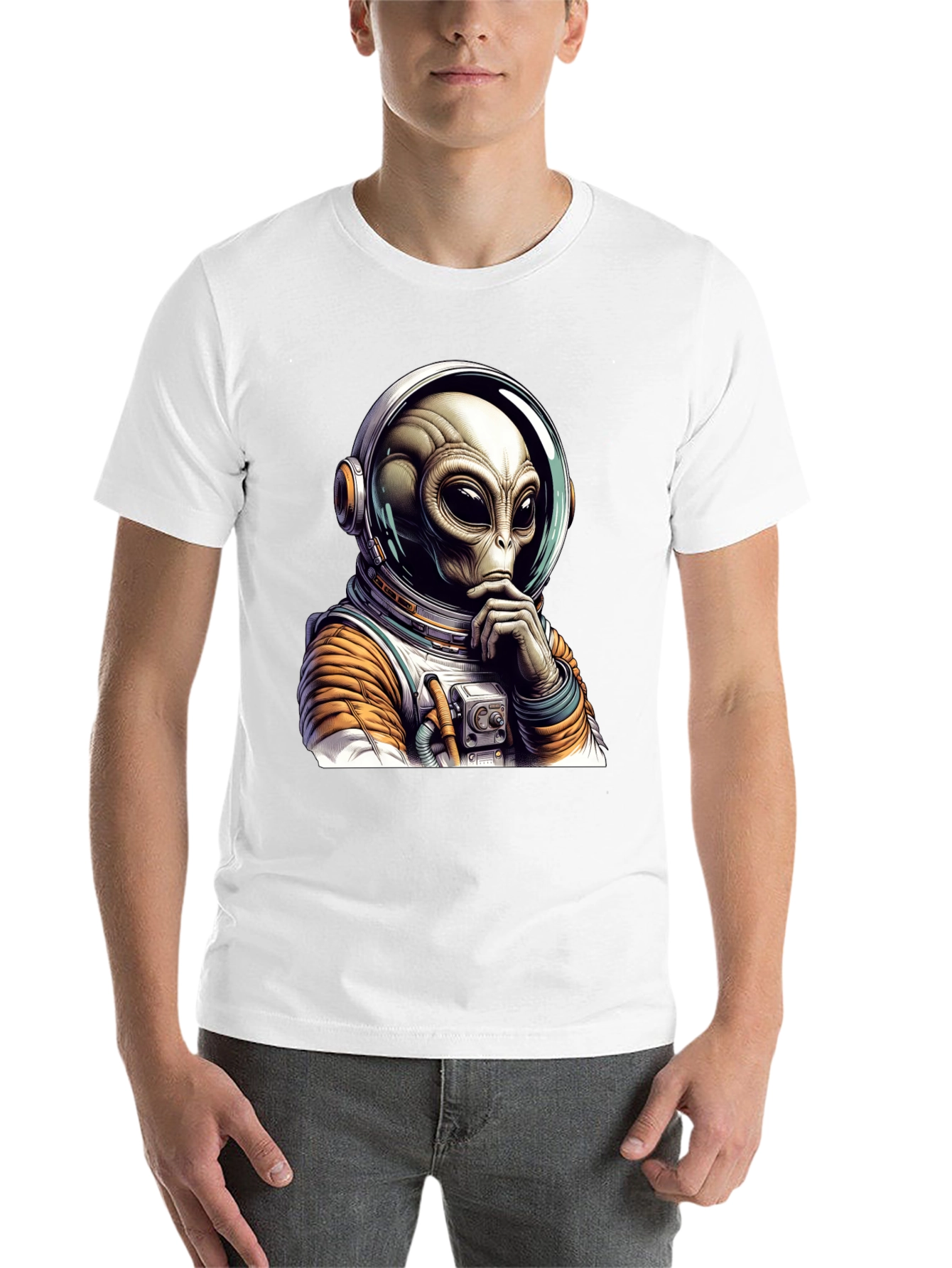 Black Alien Astronaut Graphic Tee - Black Cotton Blend view 14