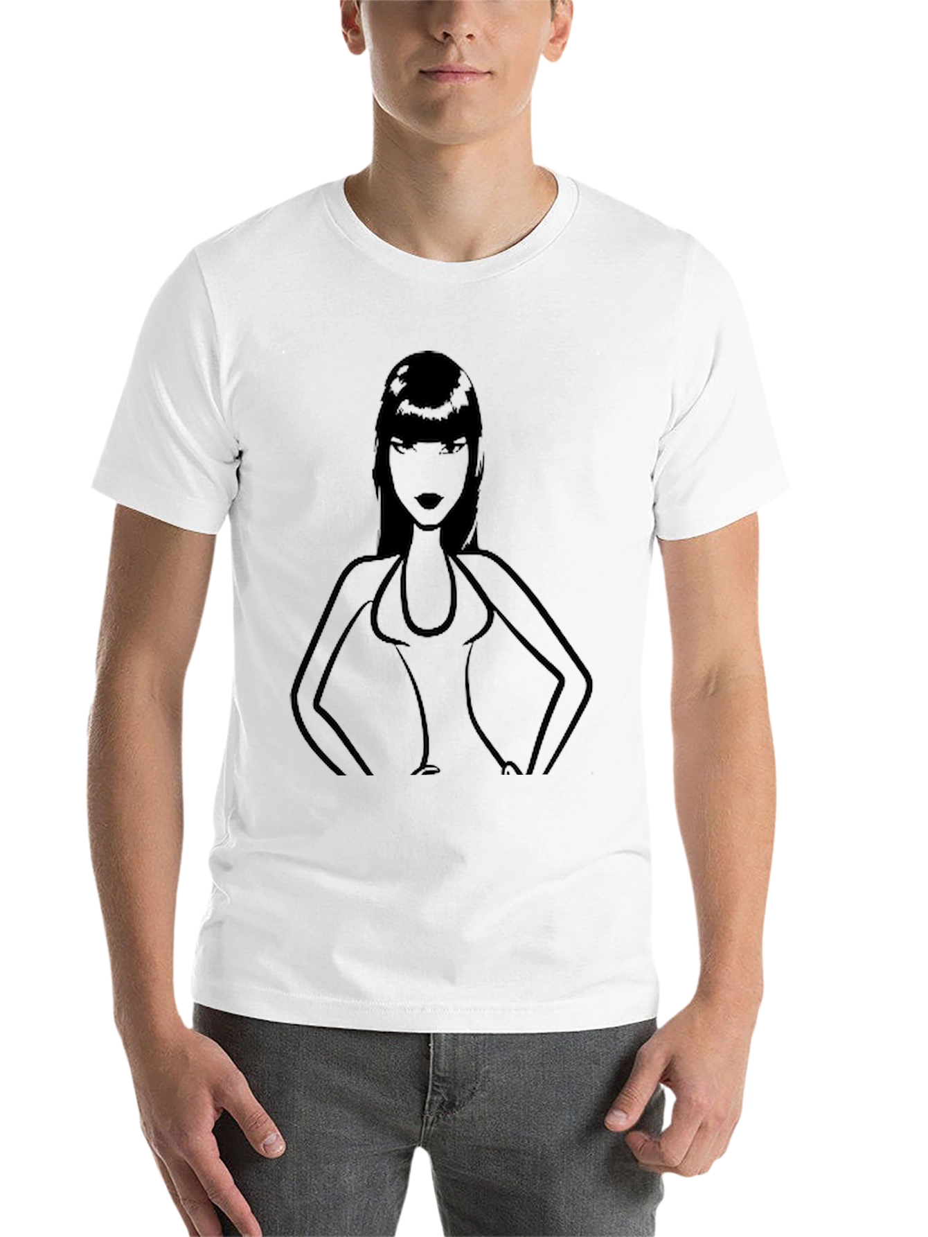 Black Silhouette Woman Graphic T-Shirt - Black view 14