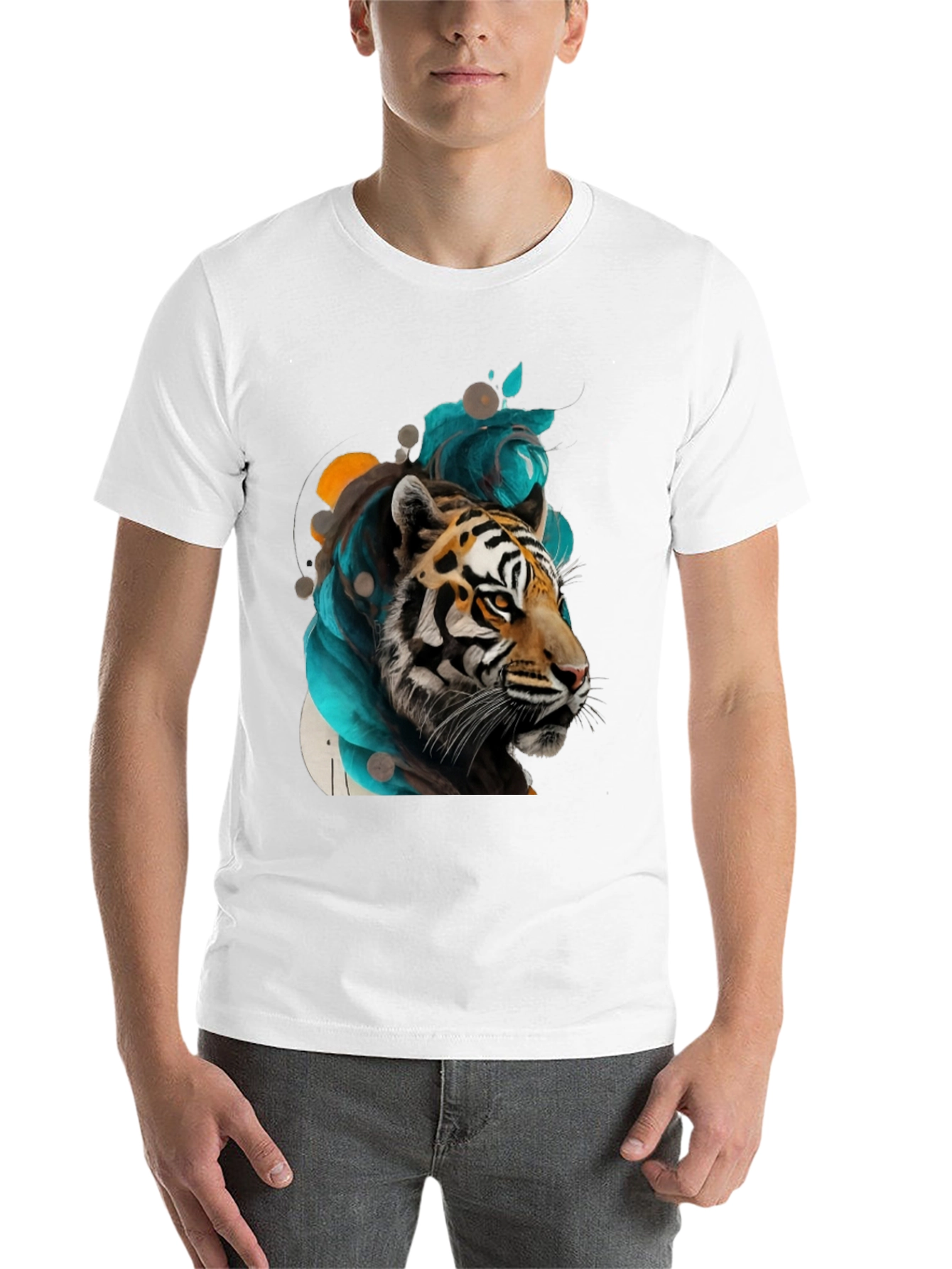 Black Tiger Art Black Tee - Men's Graphic T-Shirt view 14