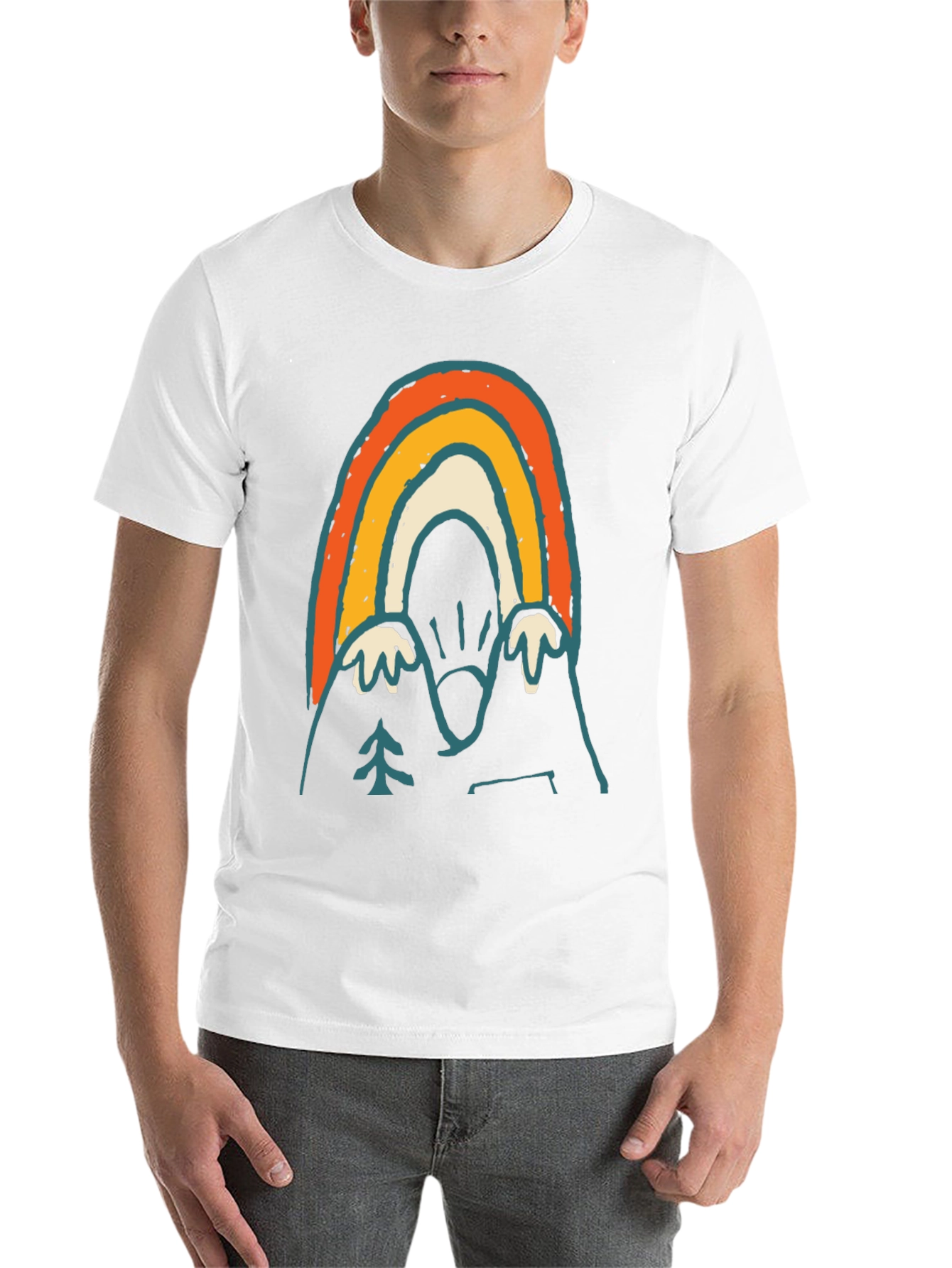 Black Retro Mountain Rainbow Graphic Tee - Black view 14