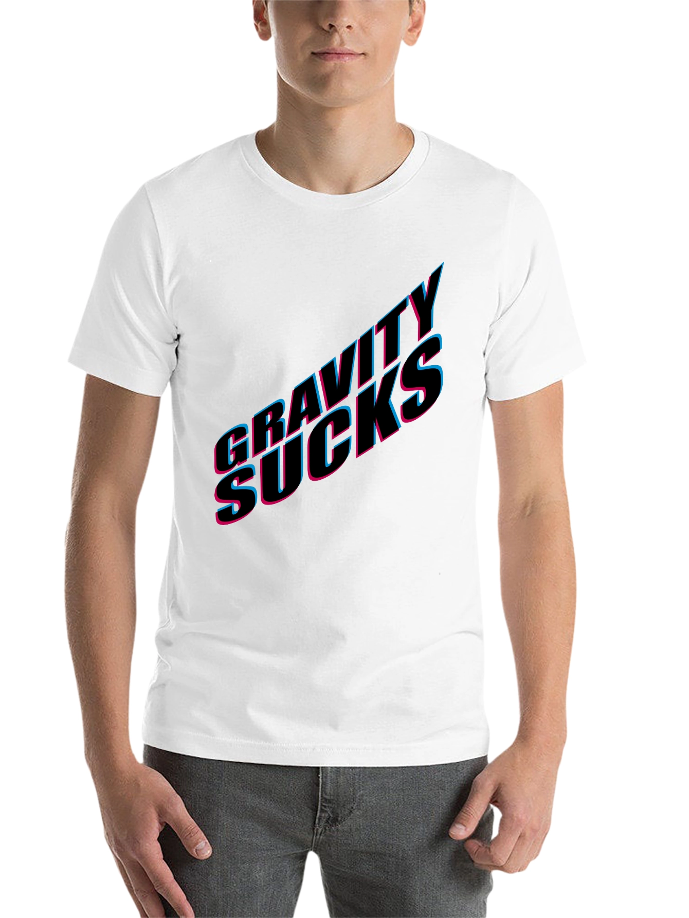 Black Gravity Sucks Graphic Tee - Black Casual T-Shirt view 14