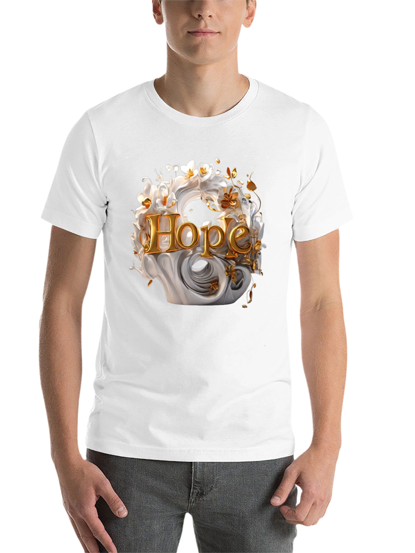 Black Hope Floral Graphic Tee - Elegant Black Cotton T-Shirt view 14