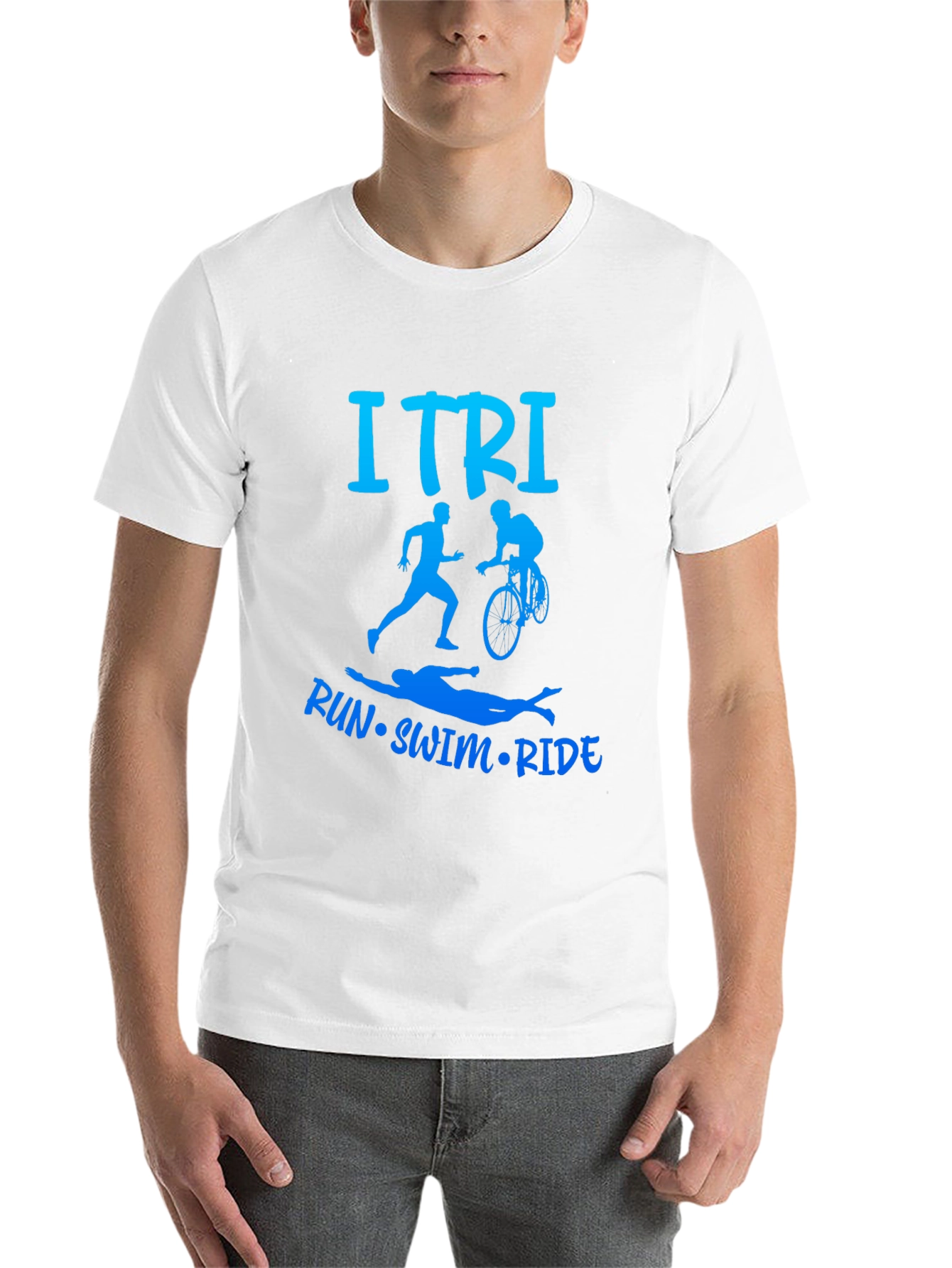 Black ITRI Run Swim Ride Triathlon T-Shirt view 14