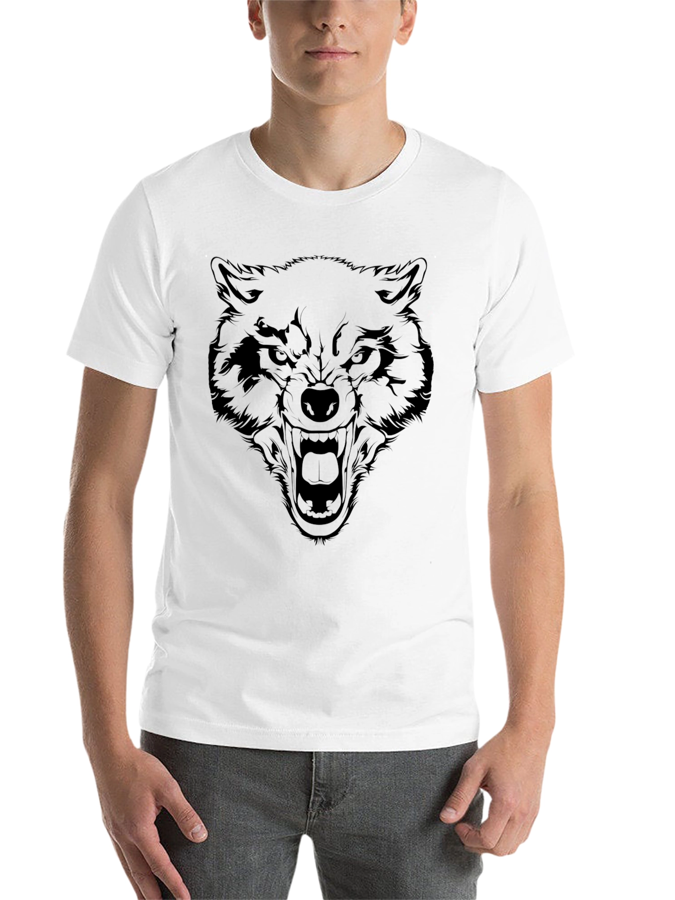 Black Black Wolf Graphic T-Shirt - Fierce Animal Design view 14