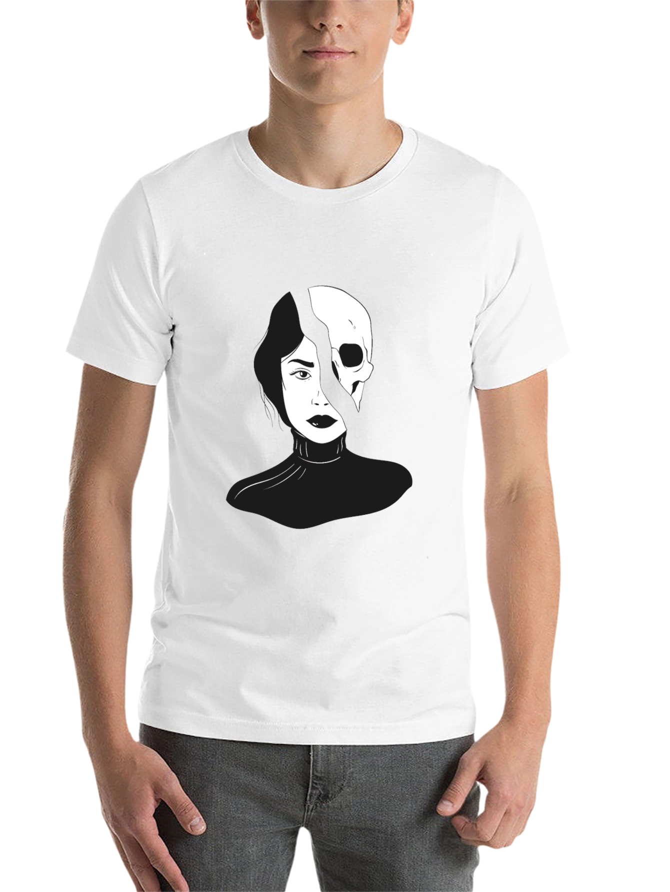 Black Split Face Graphic T-Shirt view 14