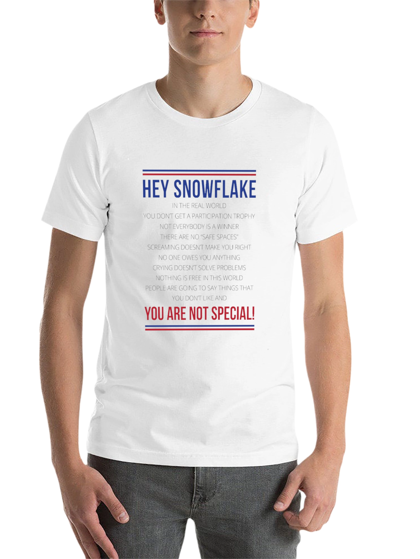 Black Hey Snowflake Tee - Unisex Adult Humor T-Shirt view 14