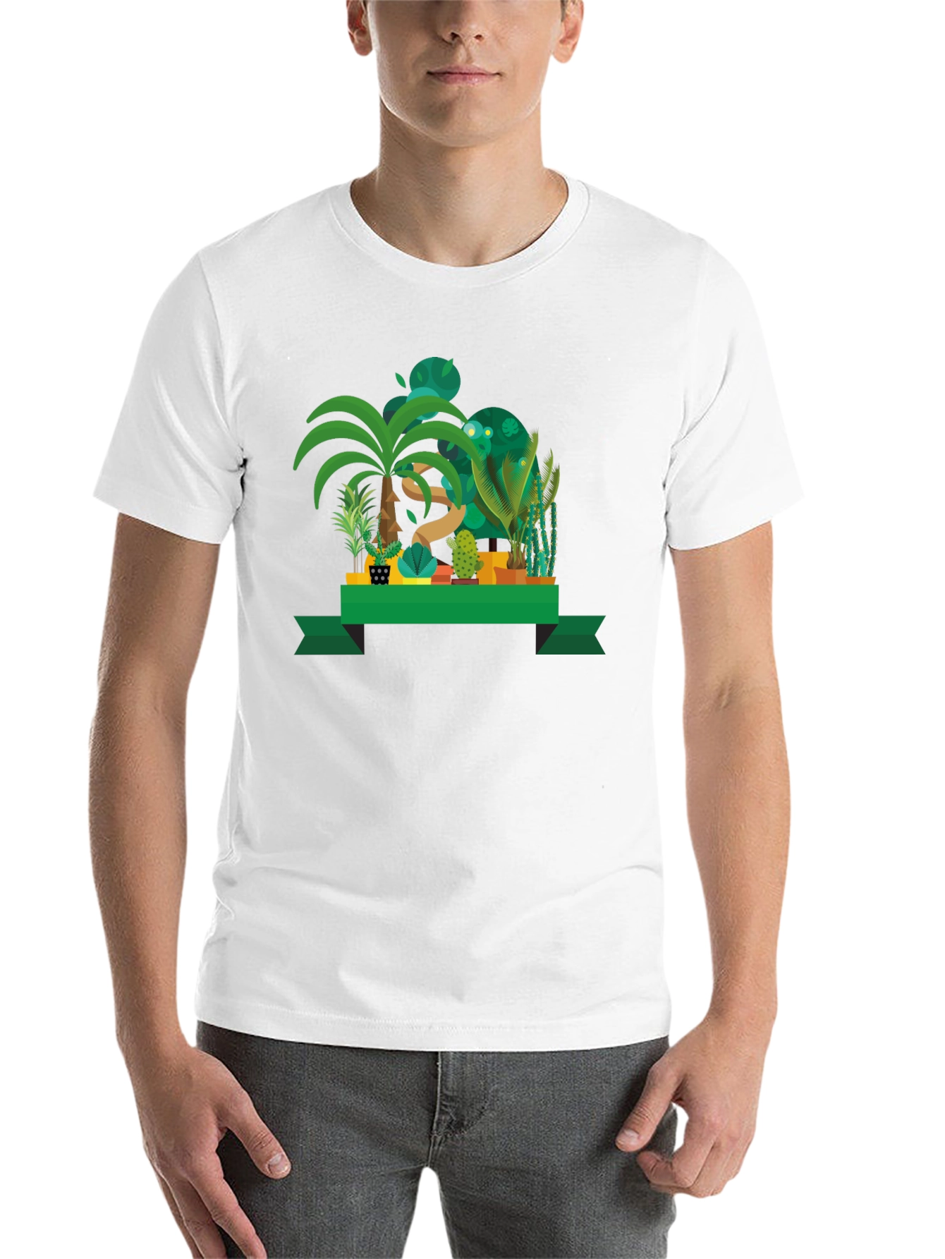 Black Tropical Plant Graphic Black T-Shirt view 14