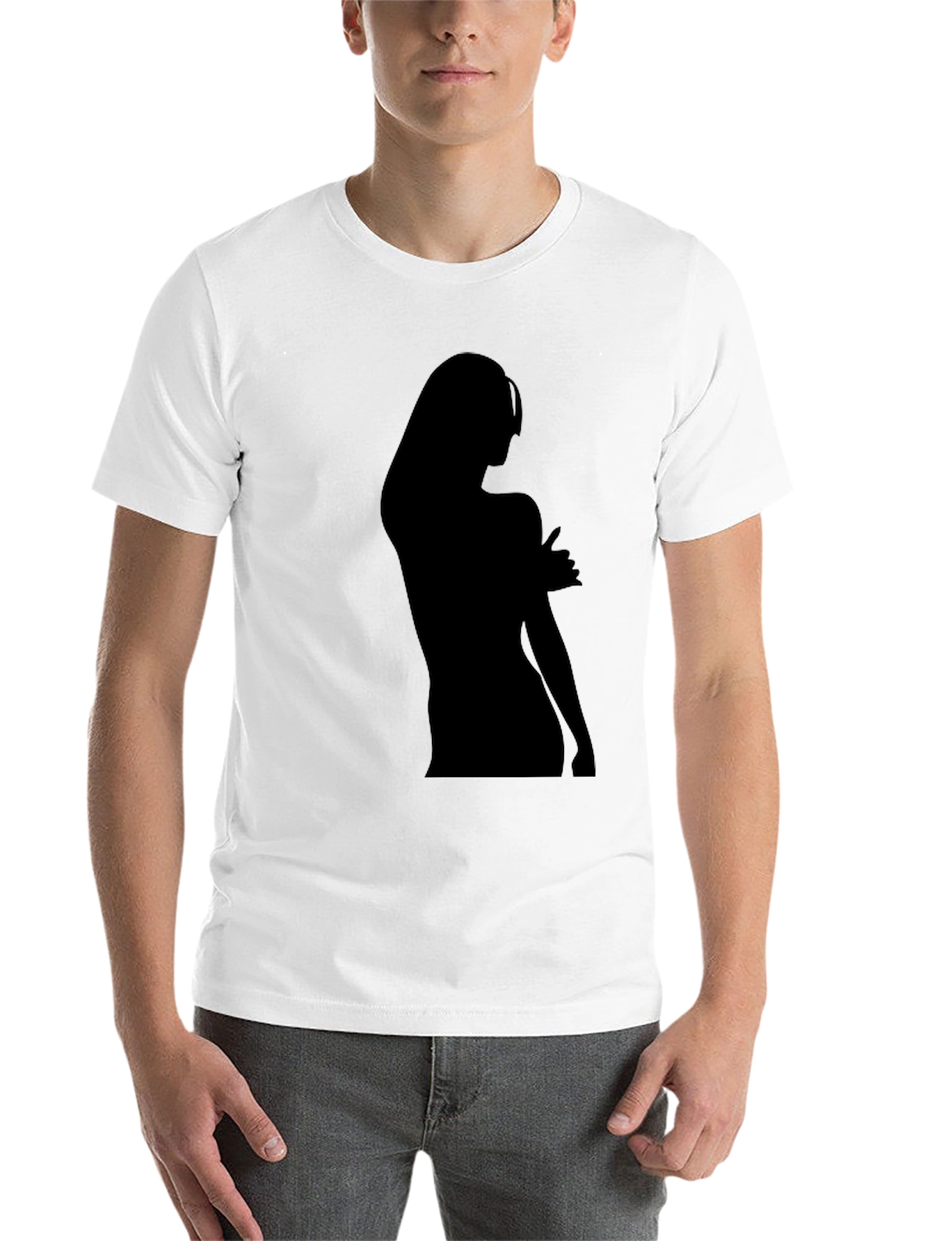 Black Silhouette Graphic Tee - Black Cotton Blend view 14