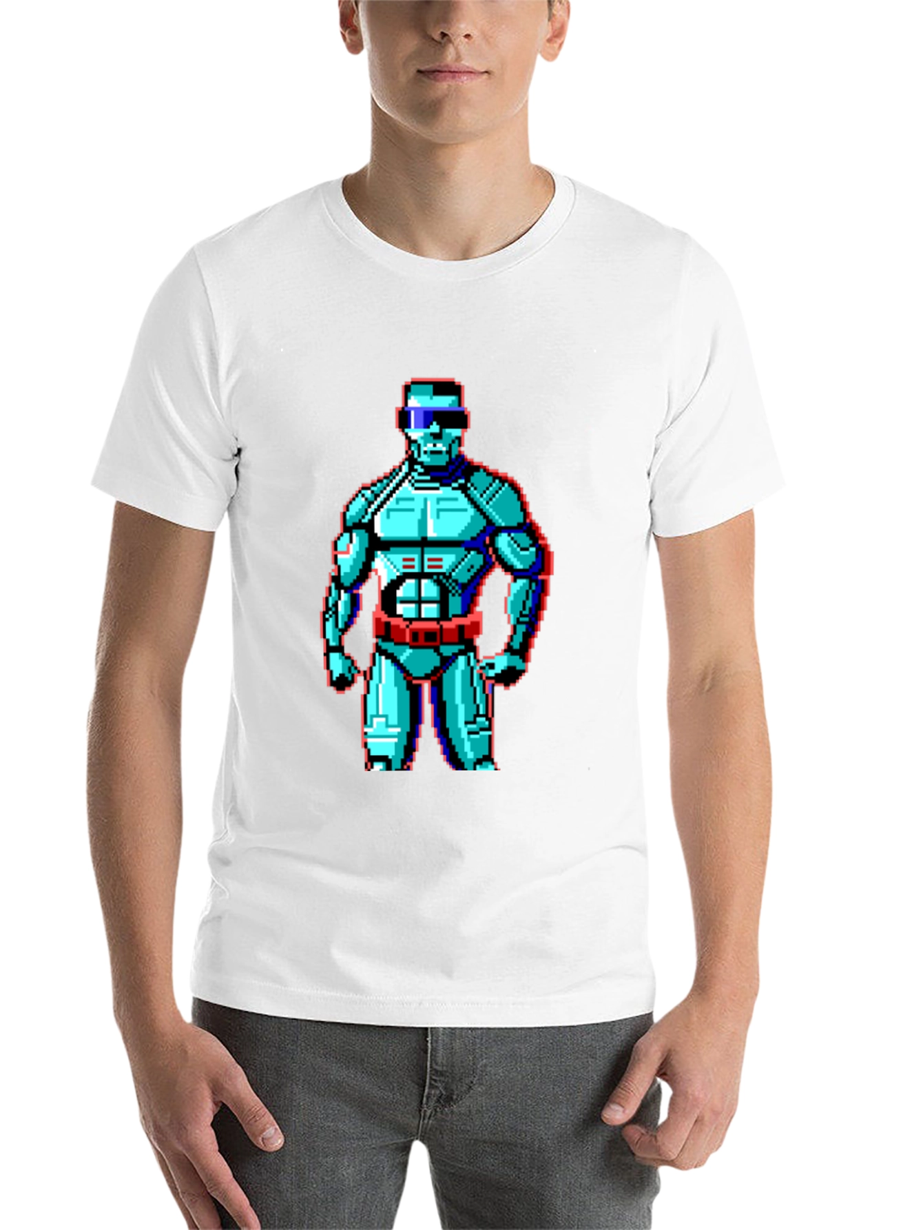 Black Retro Pixel Robot Graphic T-Shirt - Black view 14