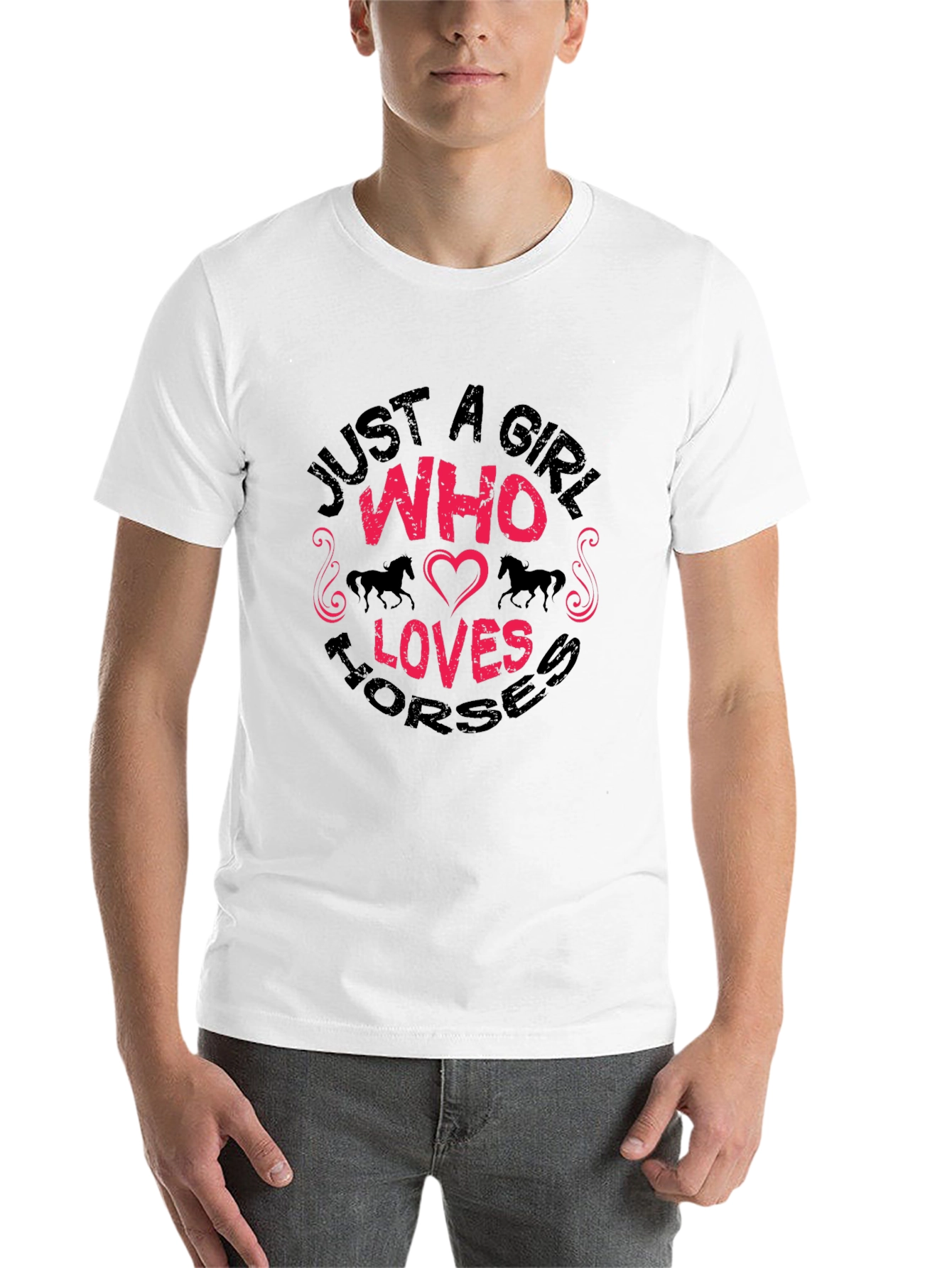 Black Just A Girl Who Loves Horses Graphic T-Shirt view 14