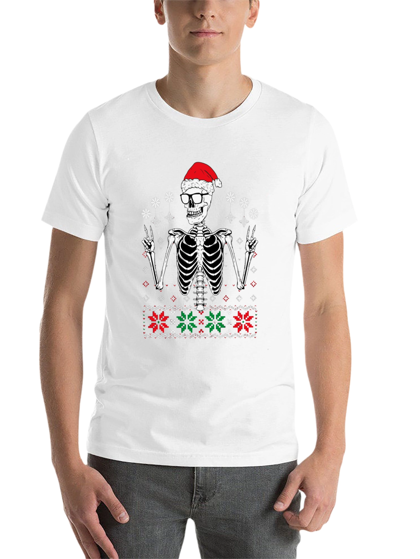 Black Christmas Skeleton Santa T-Shirt view 14