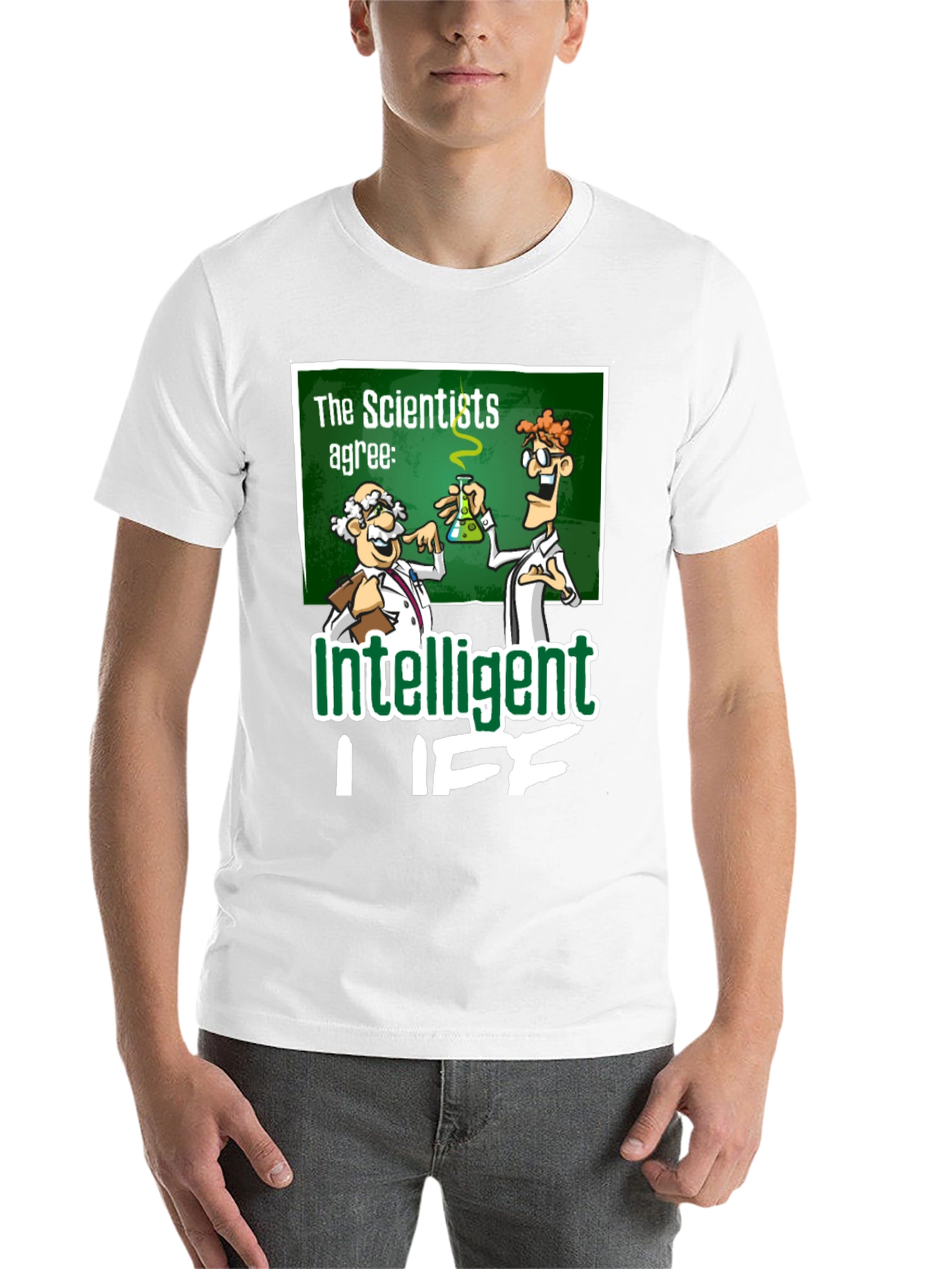Black Intelligent Life Graphic Tee - Science Humor T-Shirt view 14