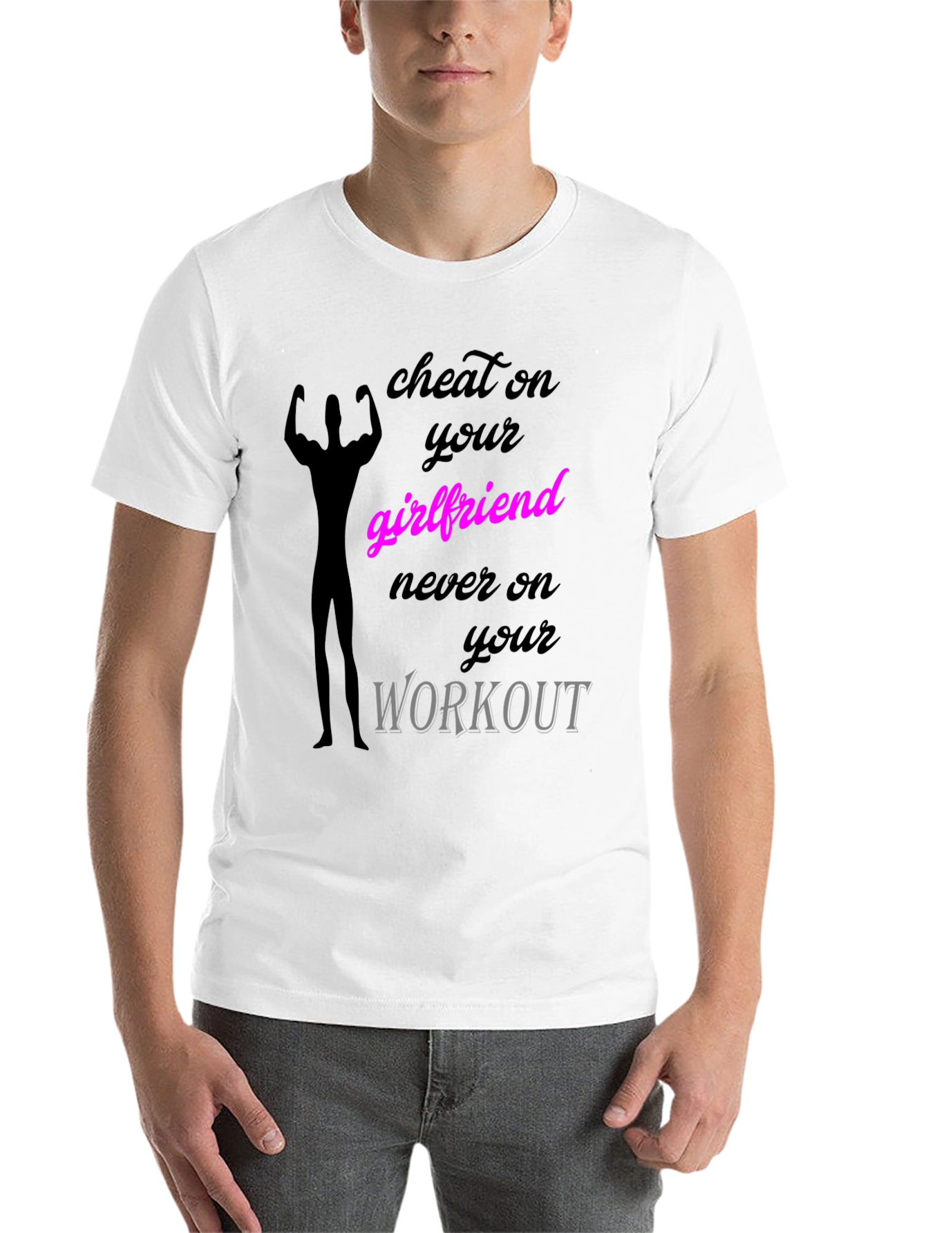 Black Cheat on Your Girlfriend Workout T-Shirt view 14