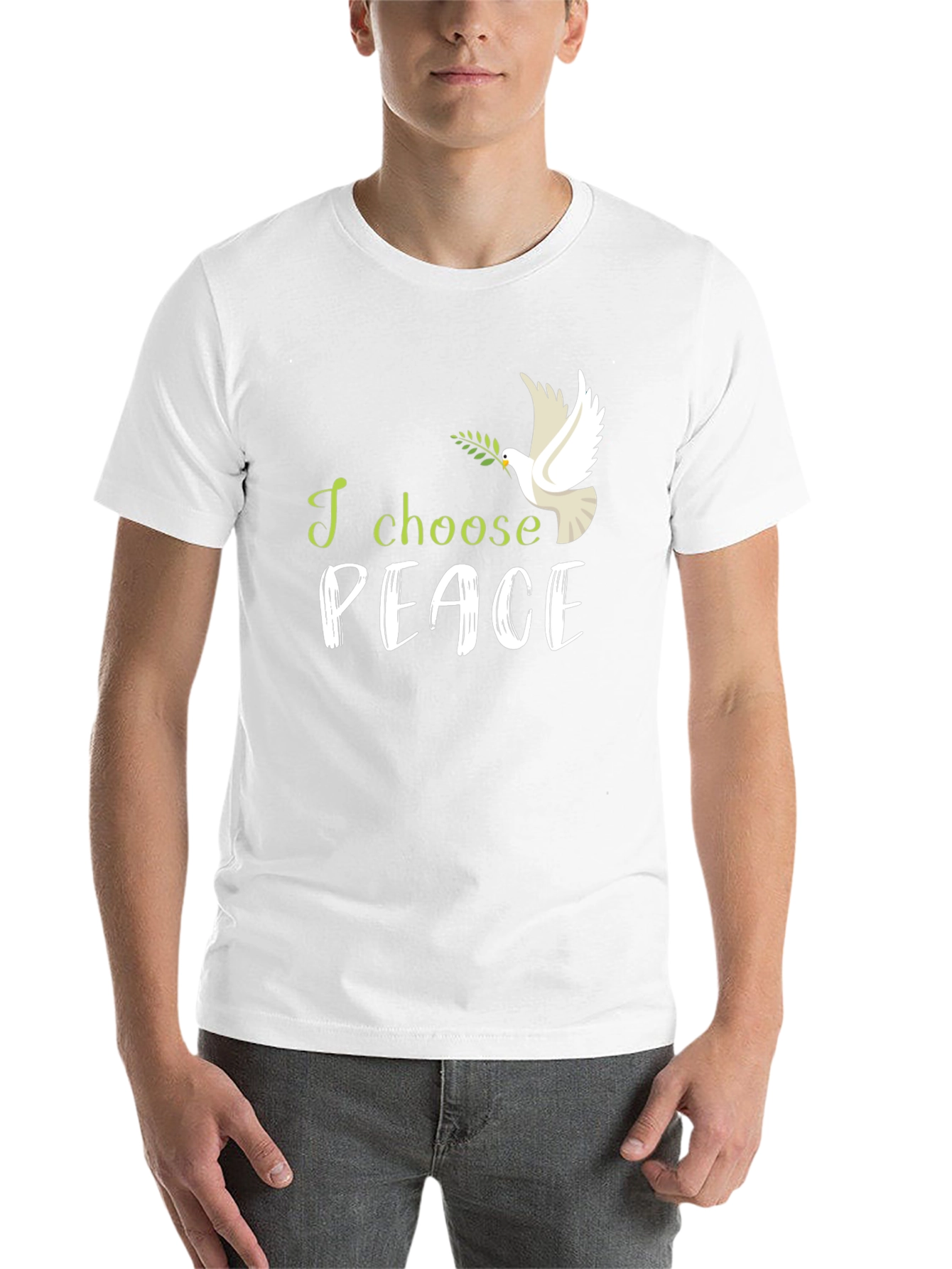 Black I Choose Peace T-Shirt: Dove with Olive Branch view 14