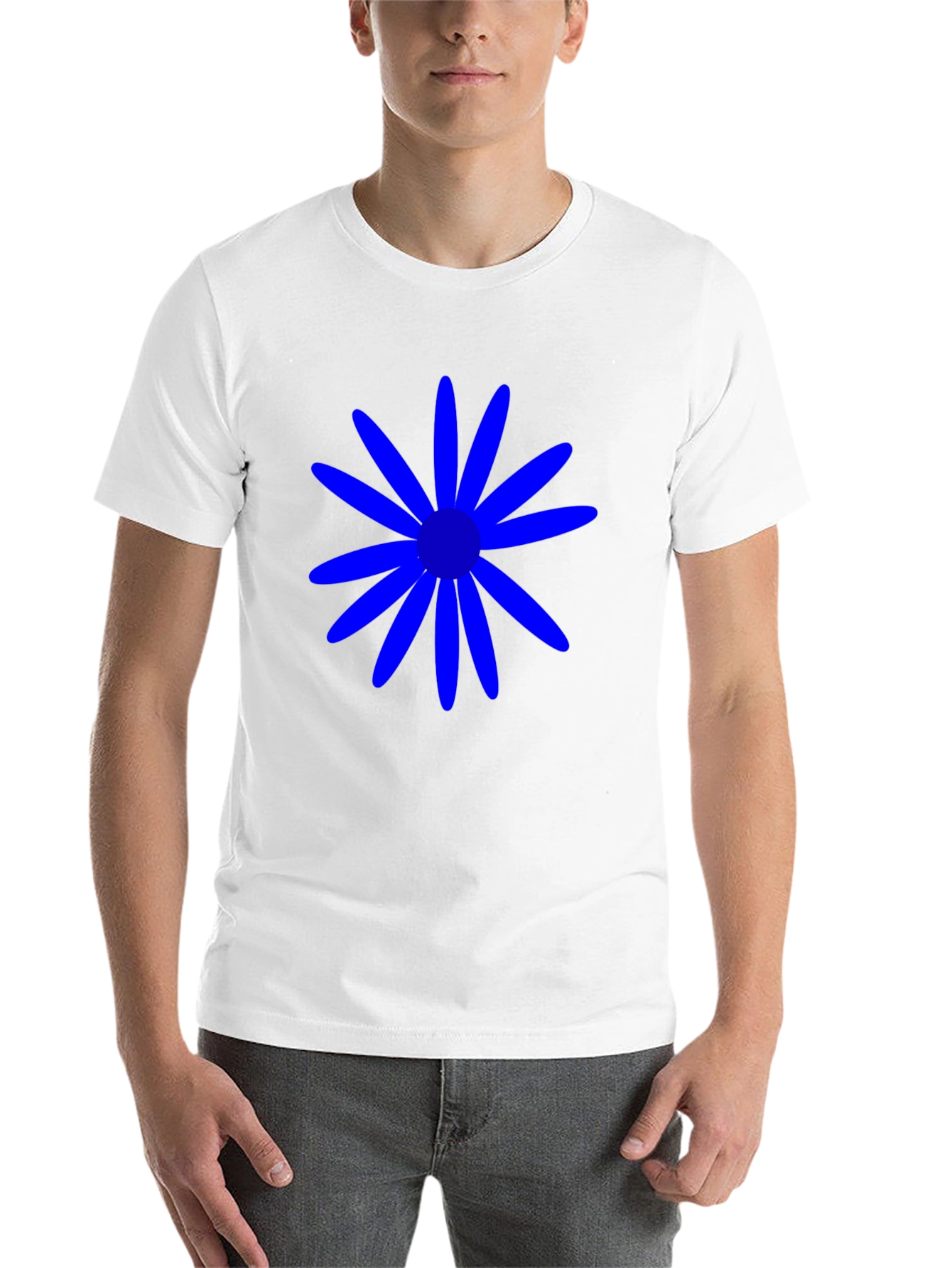 Black Blue Daisy Graphic Tee - Casual Black T-Shirt view 14