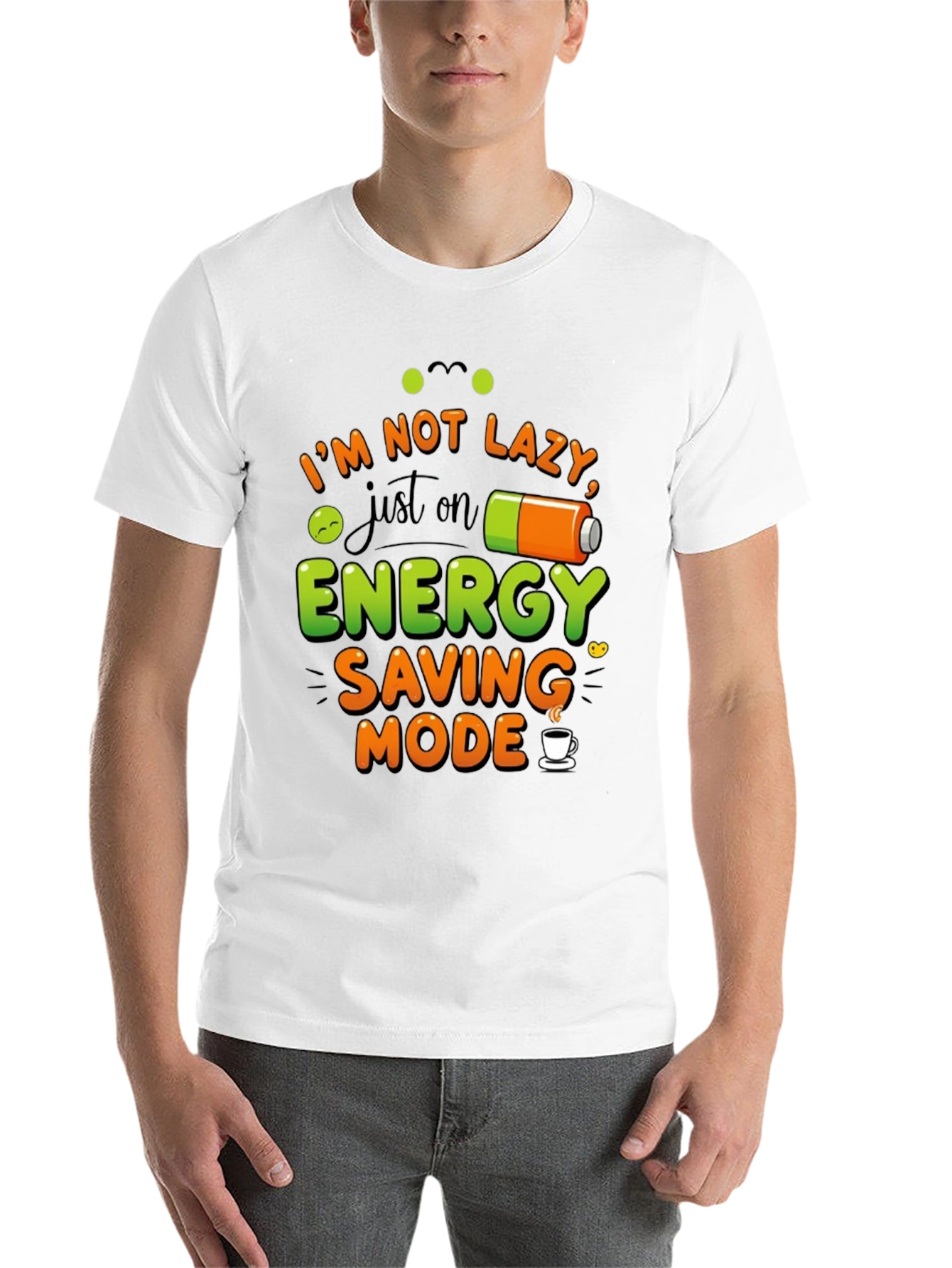 Black Energy Saving Mode Black Graphic T-Shirt view 14