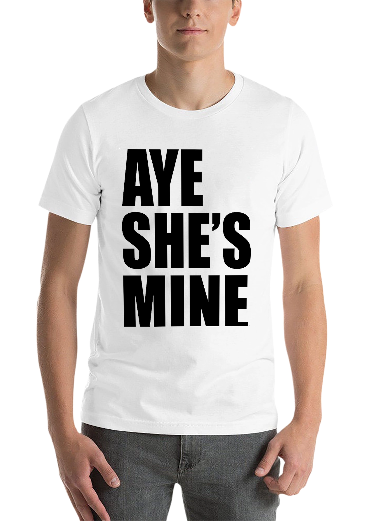 Black Aye She's Mine Men's Black Graphic T-Shirt view 14