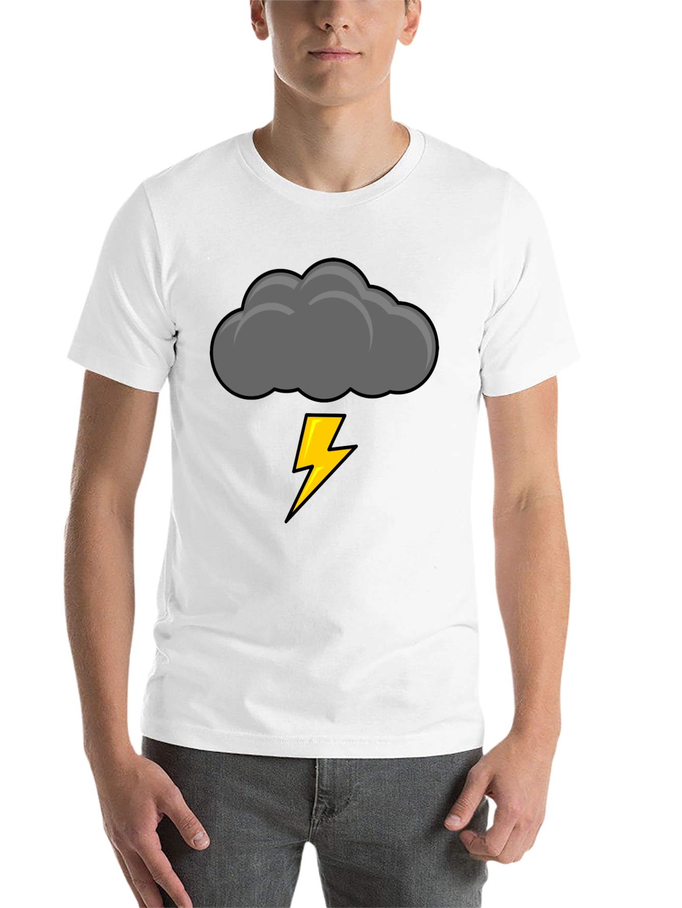 Black Storm Cloud Lightning Bolt Graphic Tee view 14
