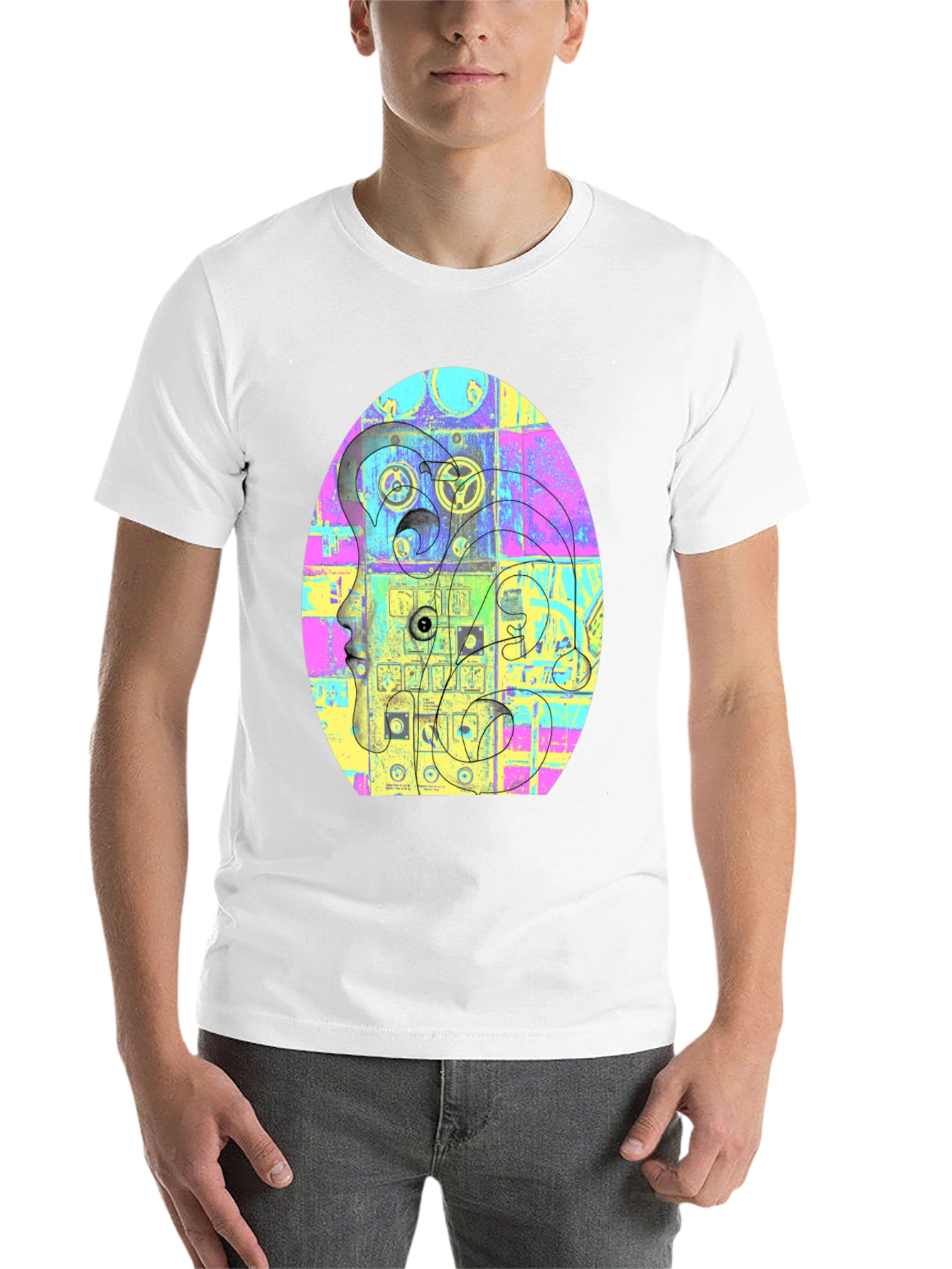Black Abstract Face Graphic Tee - Unique Style view 14