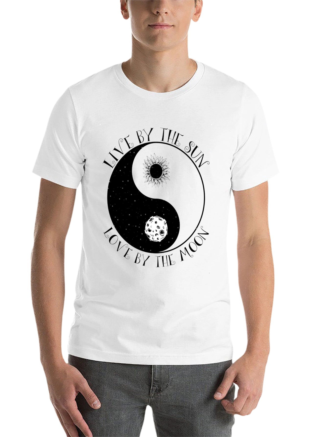 Black Yin Yang Sun & Moon Graphic Tee - Live & Love by the Stars view 14