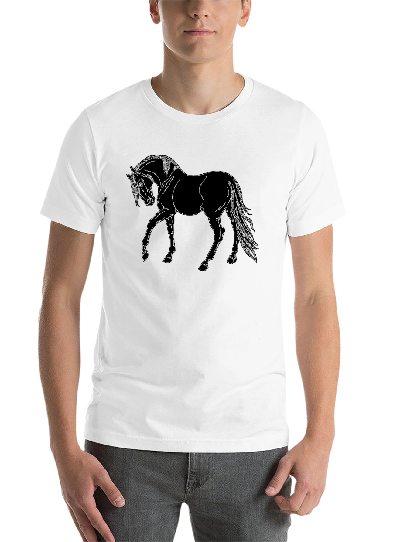 Black Men's Black Horse Graphic T-Shirt view 14