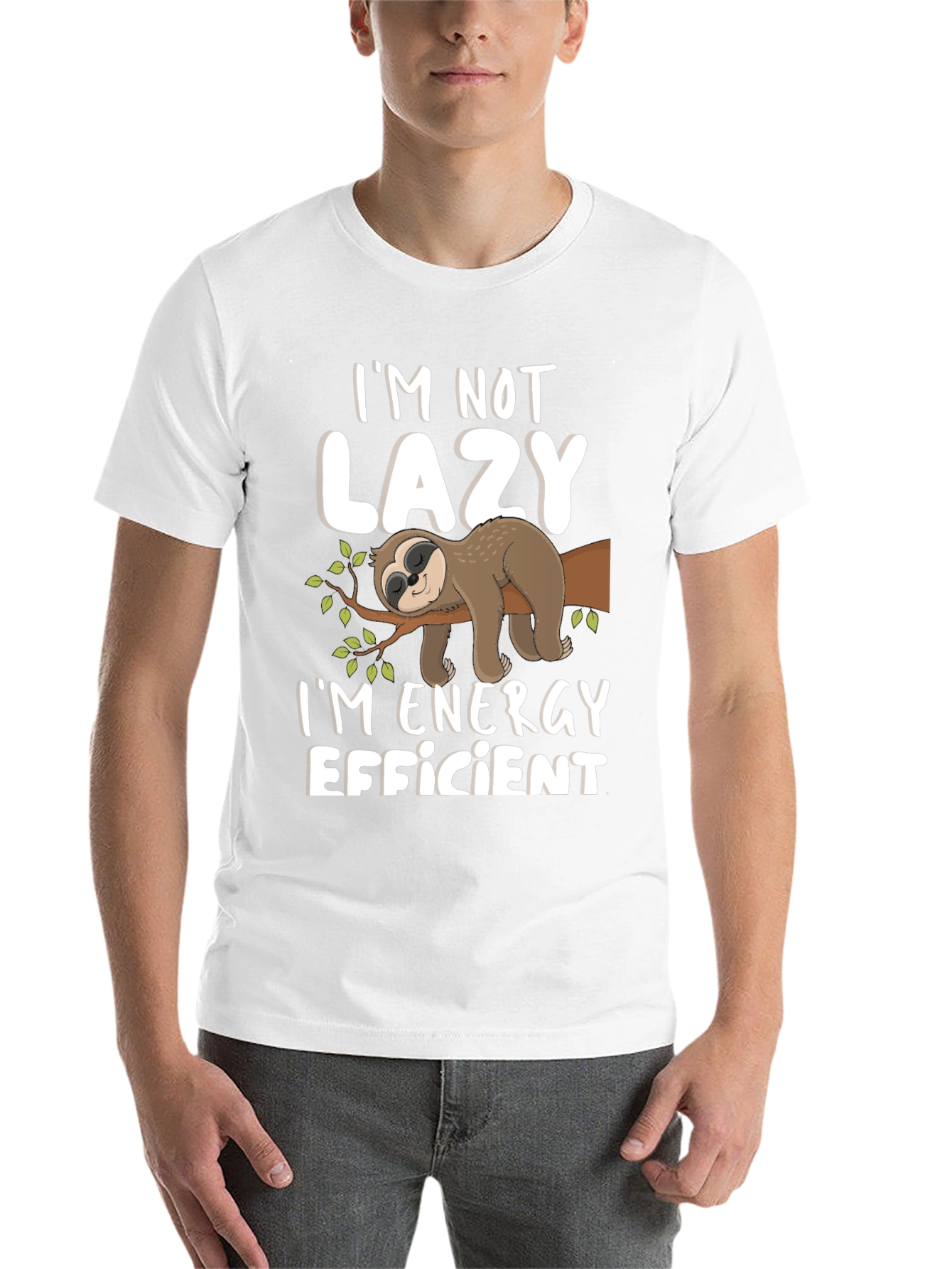Black I'm Not Lazy Sloth T-Shirt view 14